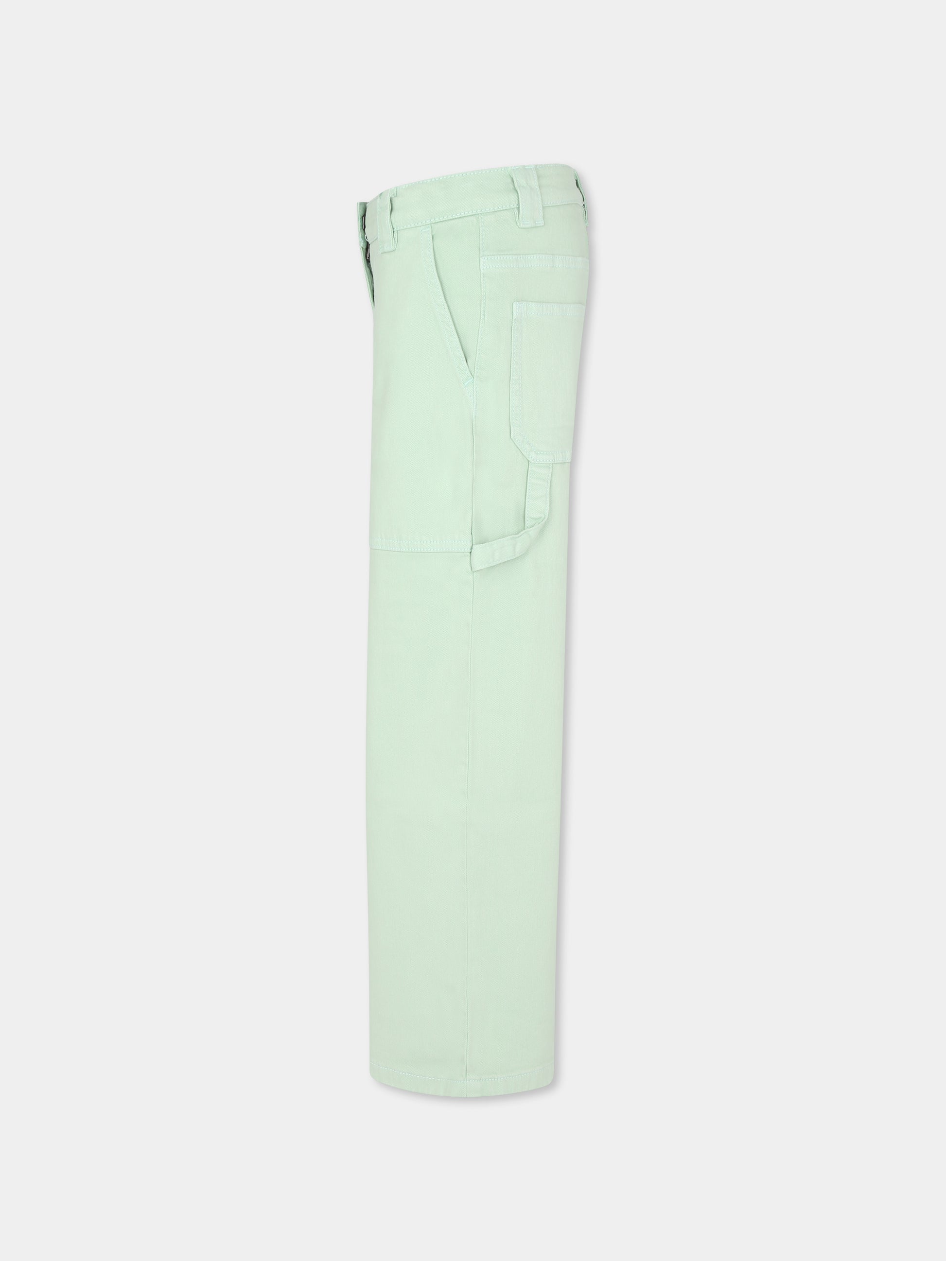 Jeans verdi per bambina con logo,Stella Mccartney Kids,TU6E30 Z0156 708