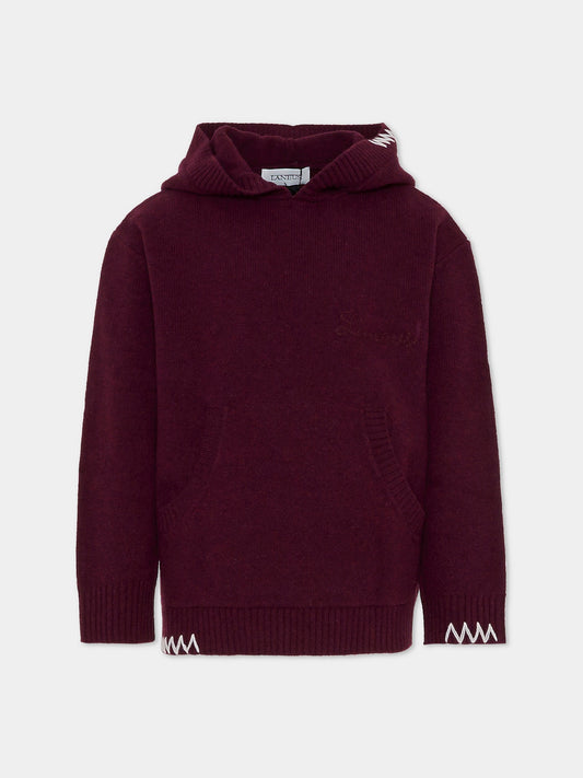 Maglione viola per bambini con logo,Laneus,F5LKJUKH032 039