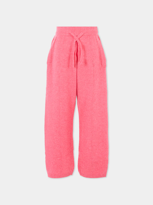 Pantaloni rosa per bambina con logo,Laneus,F5LKJUKT079 045