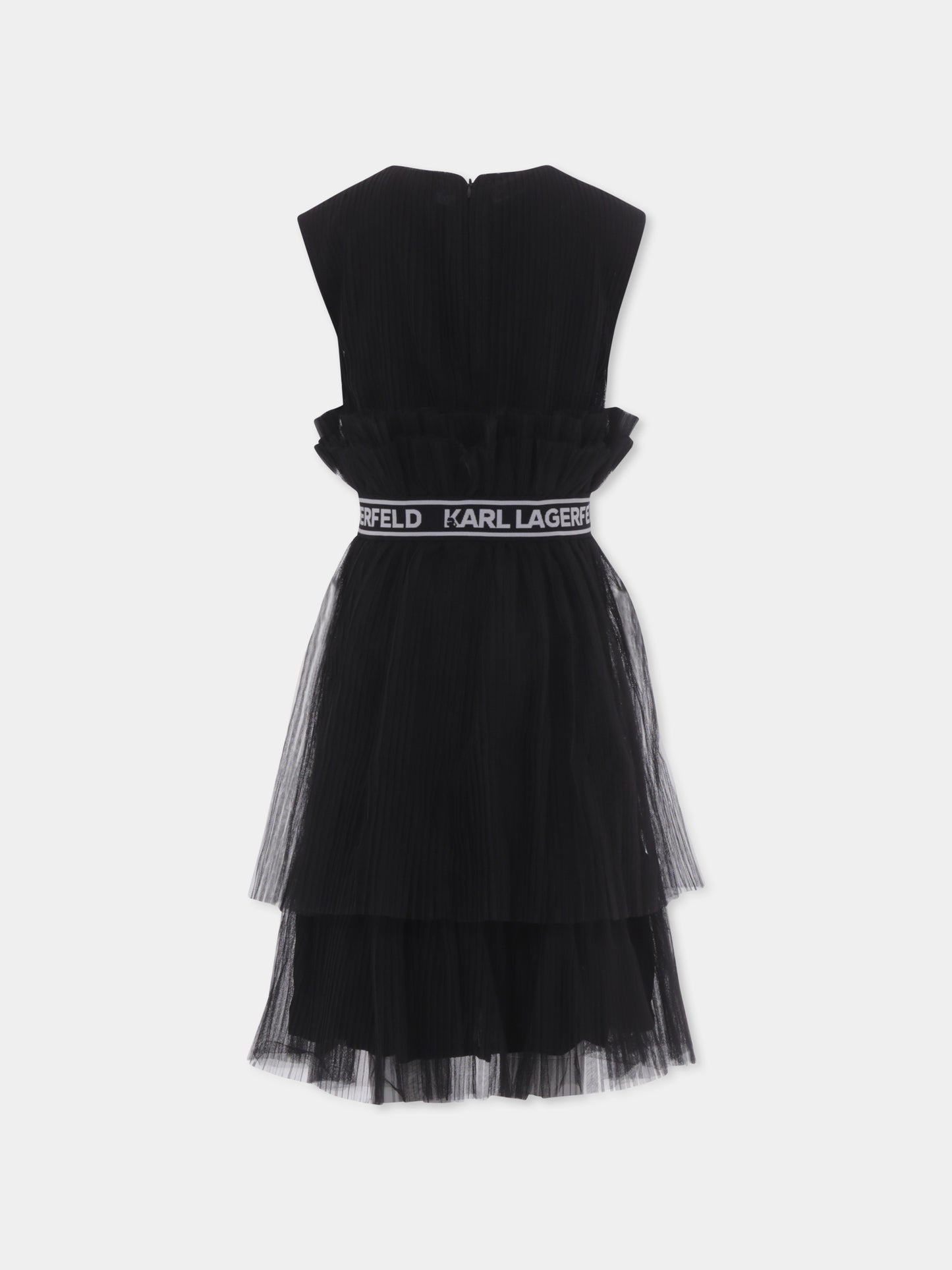 Vestito nero per bambina con logo,Karl Lagerfeld Kids,Z30083 09B