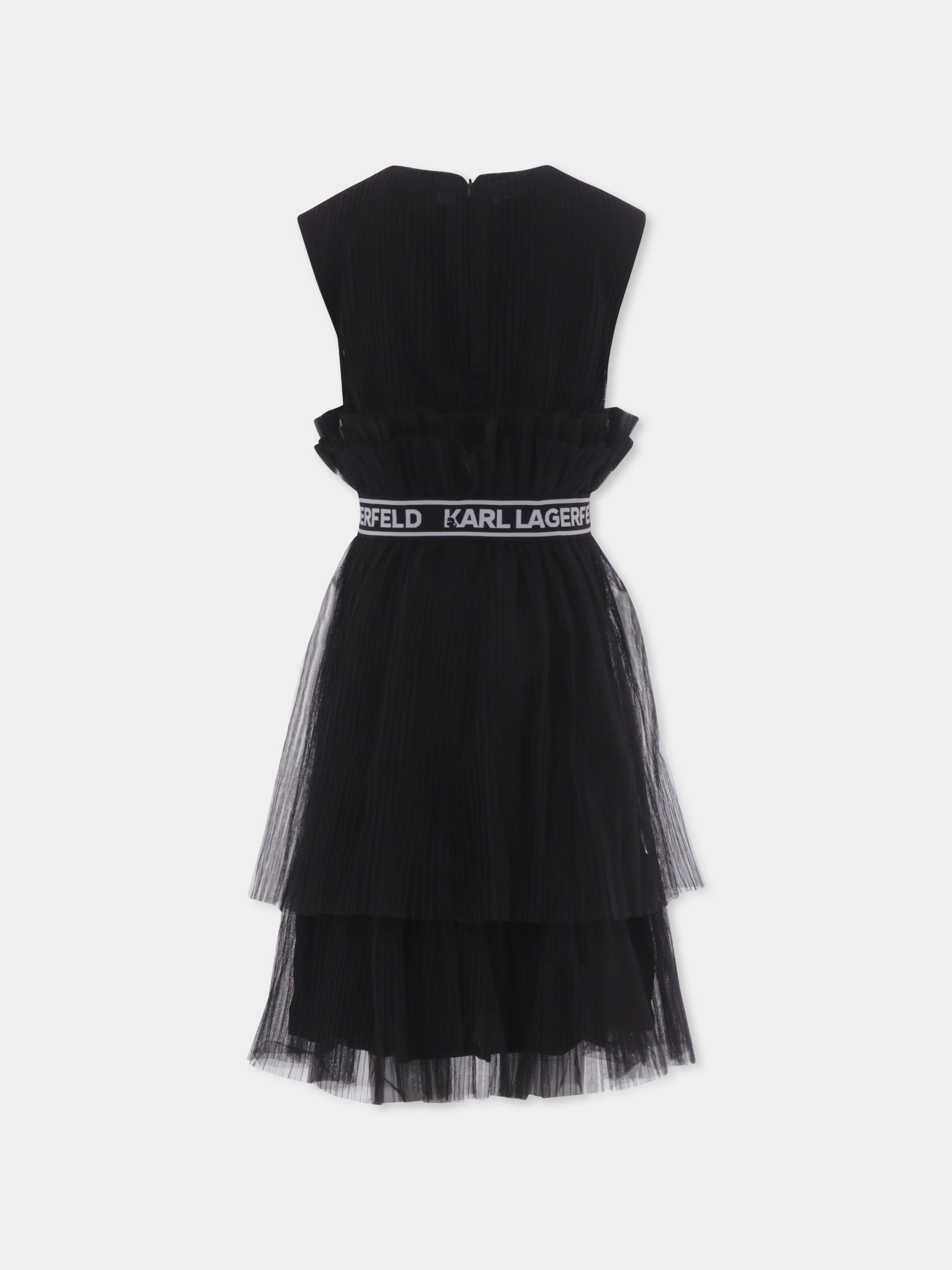 Vestito nero per bambina con logo,Karl Lagerfeld Kids,Z30083 09B