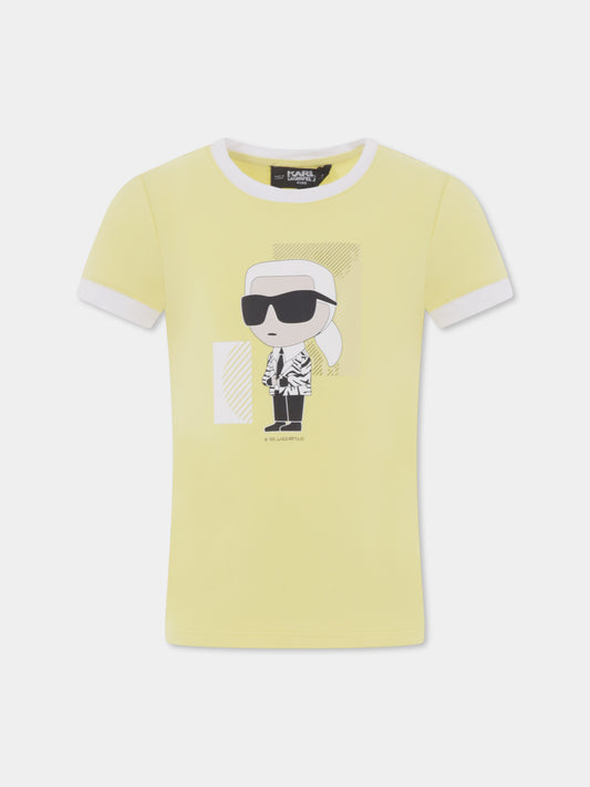 T-shirt gialla per bambina con Karl Lagerfeld