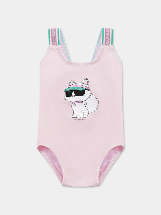 Costume intero rosa per neonata con Choupette
