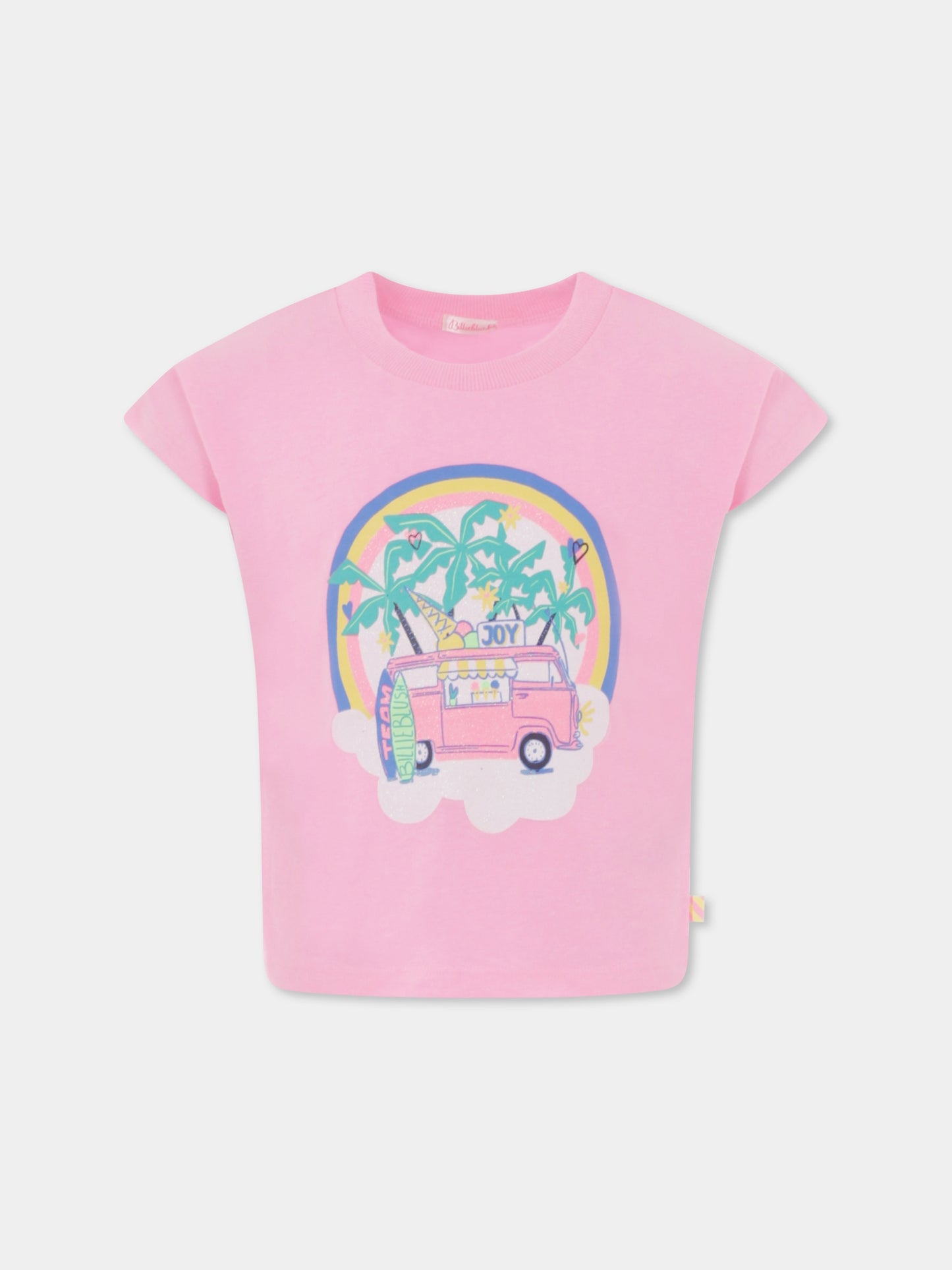 T-shirt rosa per bambina con camioncino dei gelati
