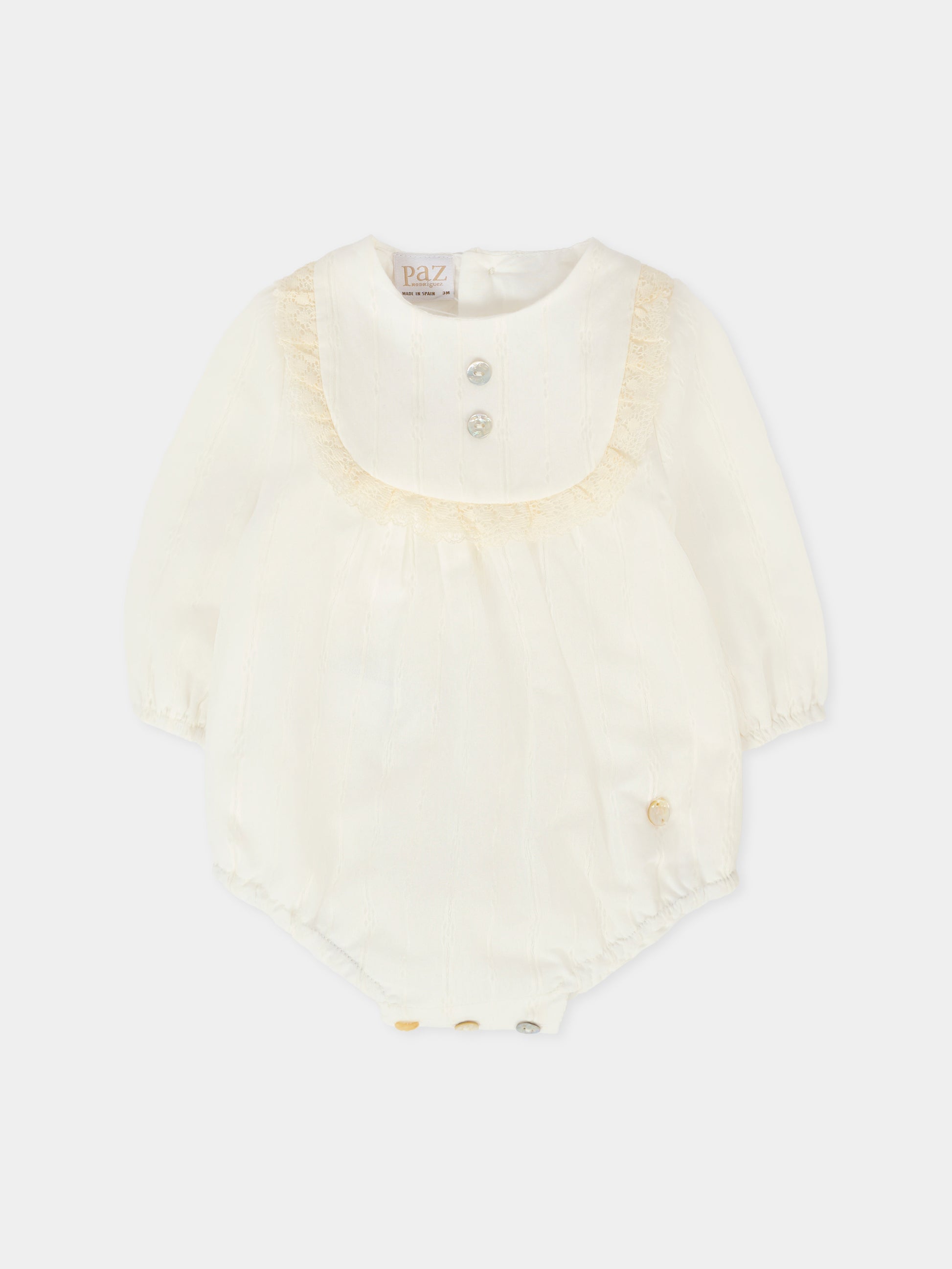 Pagliaccetto avorio per neonata con logo,Paz Rodríguez,005 152833 60T2020