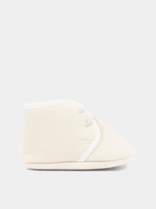 Scarpe avorio per neonato con lacci