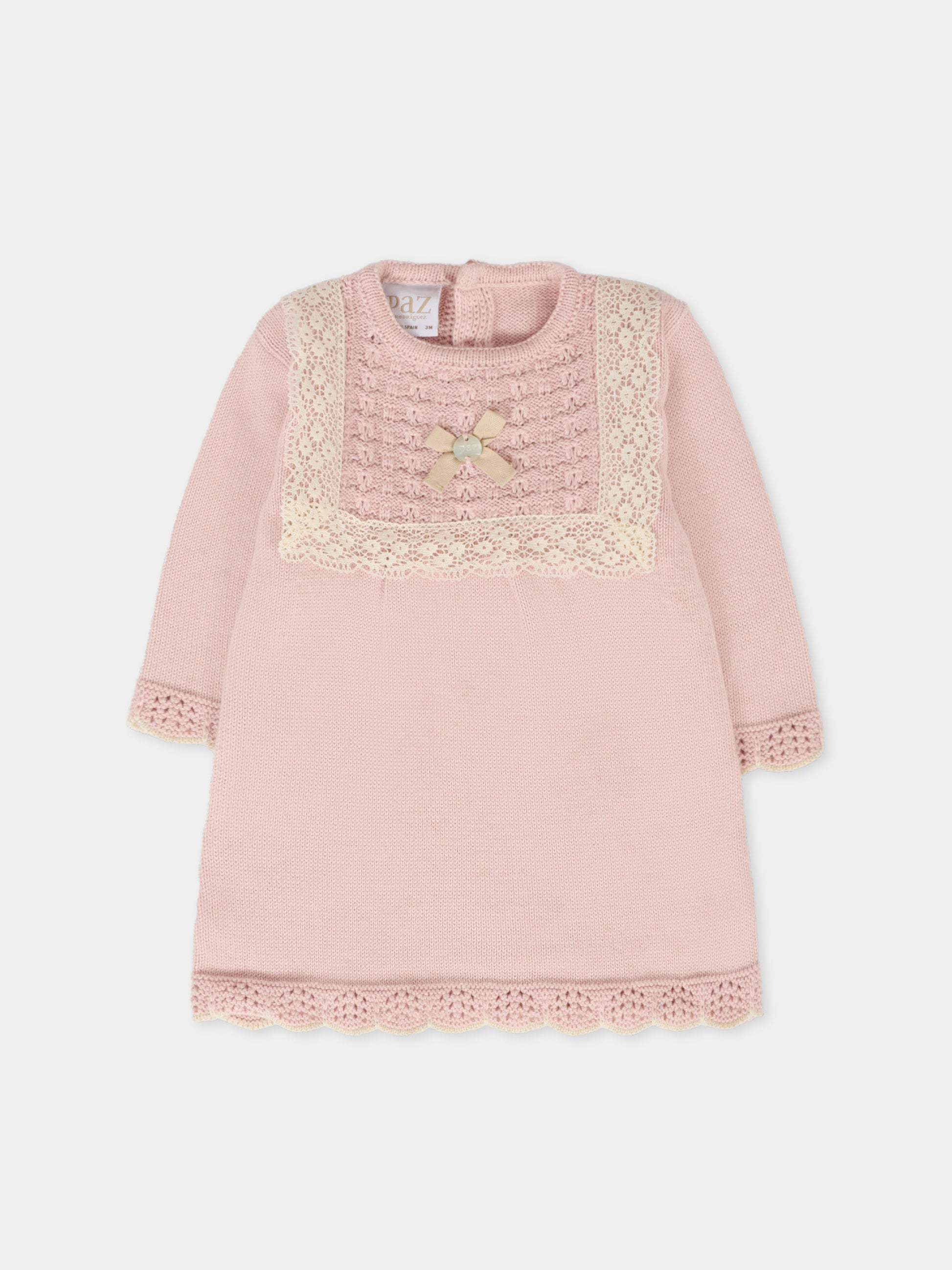 Vestito rosa per neonata con fiocco,Paz Rodríguez,004 123112 3273 H94