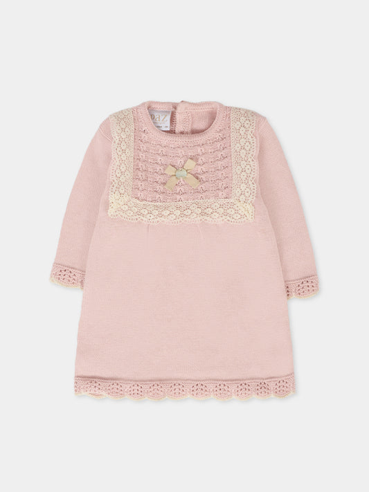 Vestito rosa per neonata con fiocco,Paz Rodríguez,004 123112 3273 H94
