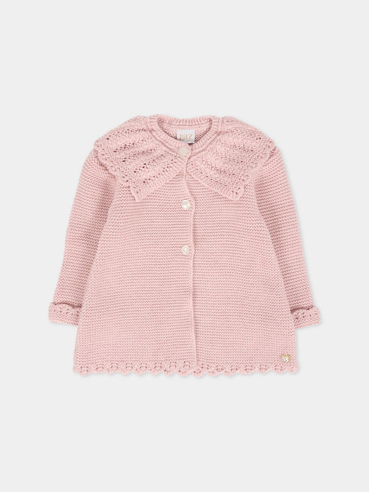 Cappotto rosa per neonata con logo,Paz Rodríguez,009 123100 32 H94