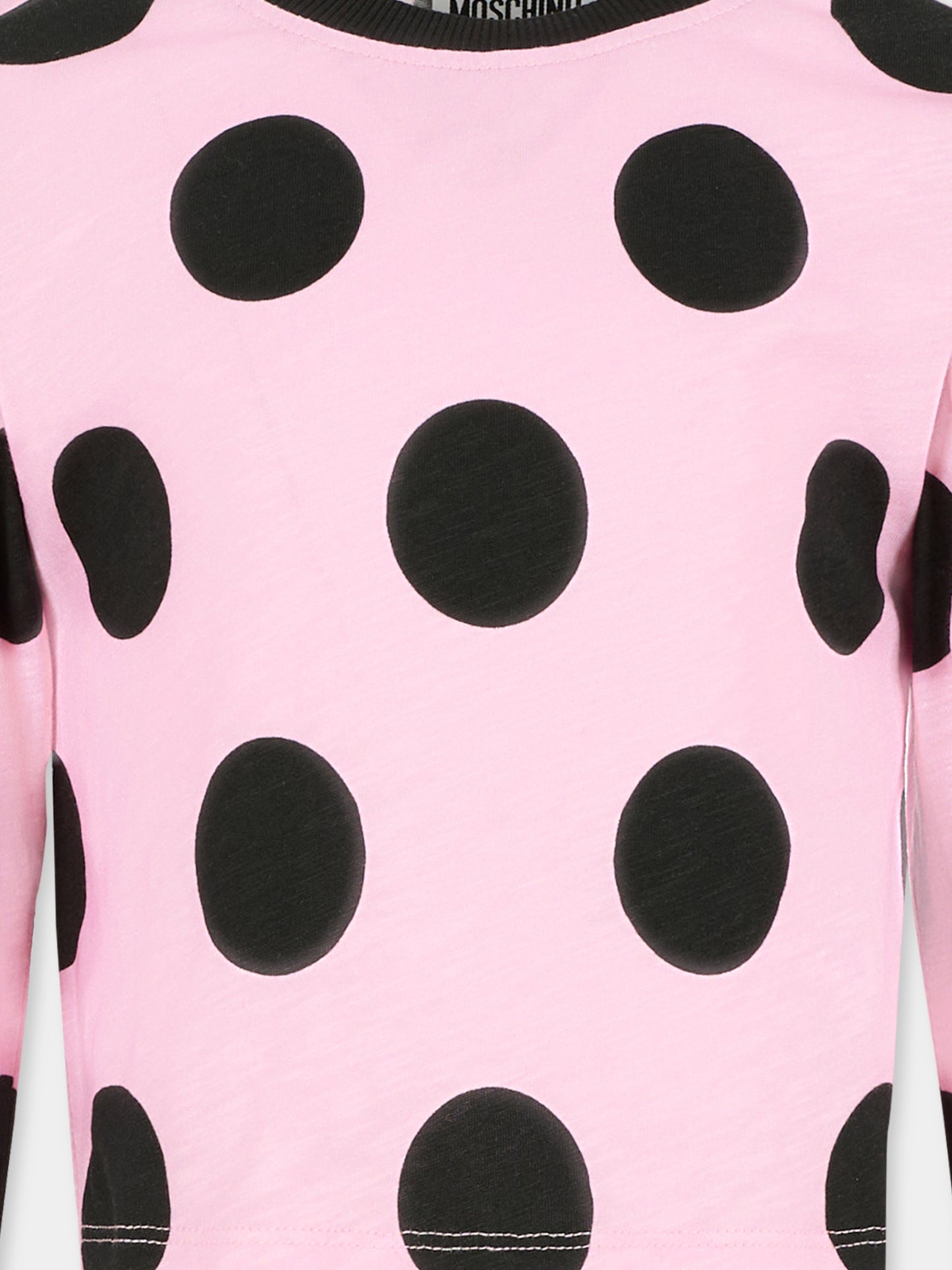 T-shirt crop lilla per bambina con pois neri,Moschino Kids,HDO013 LAB4A 84464