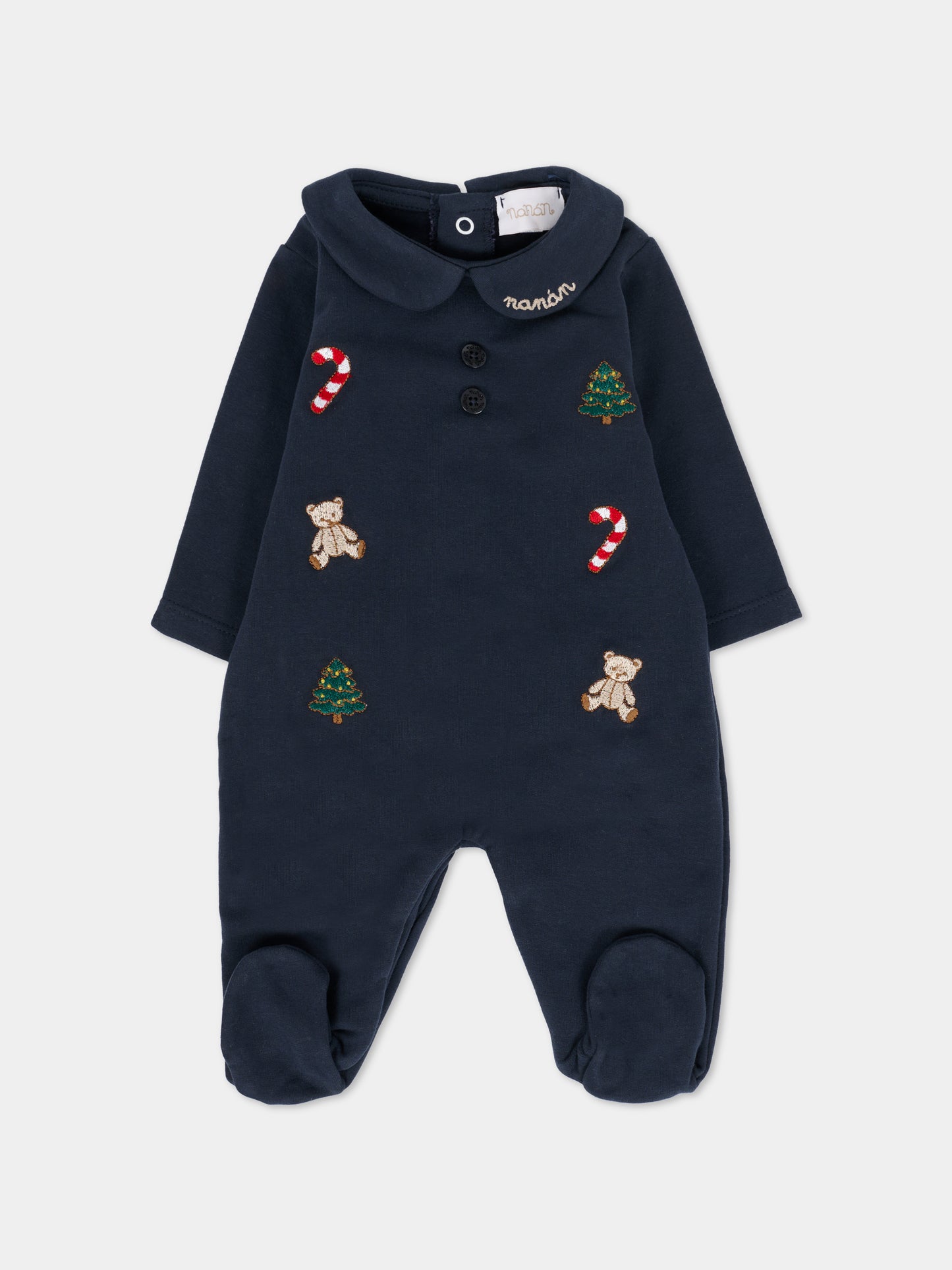 Tutina blu per neonato con ricami natalizi,Nanán,I25029BL