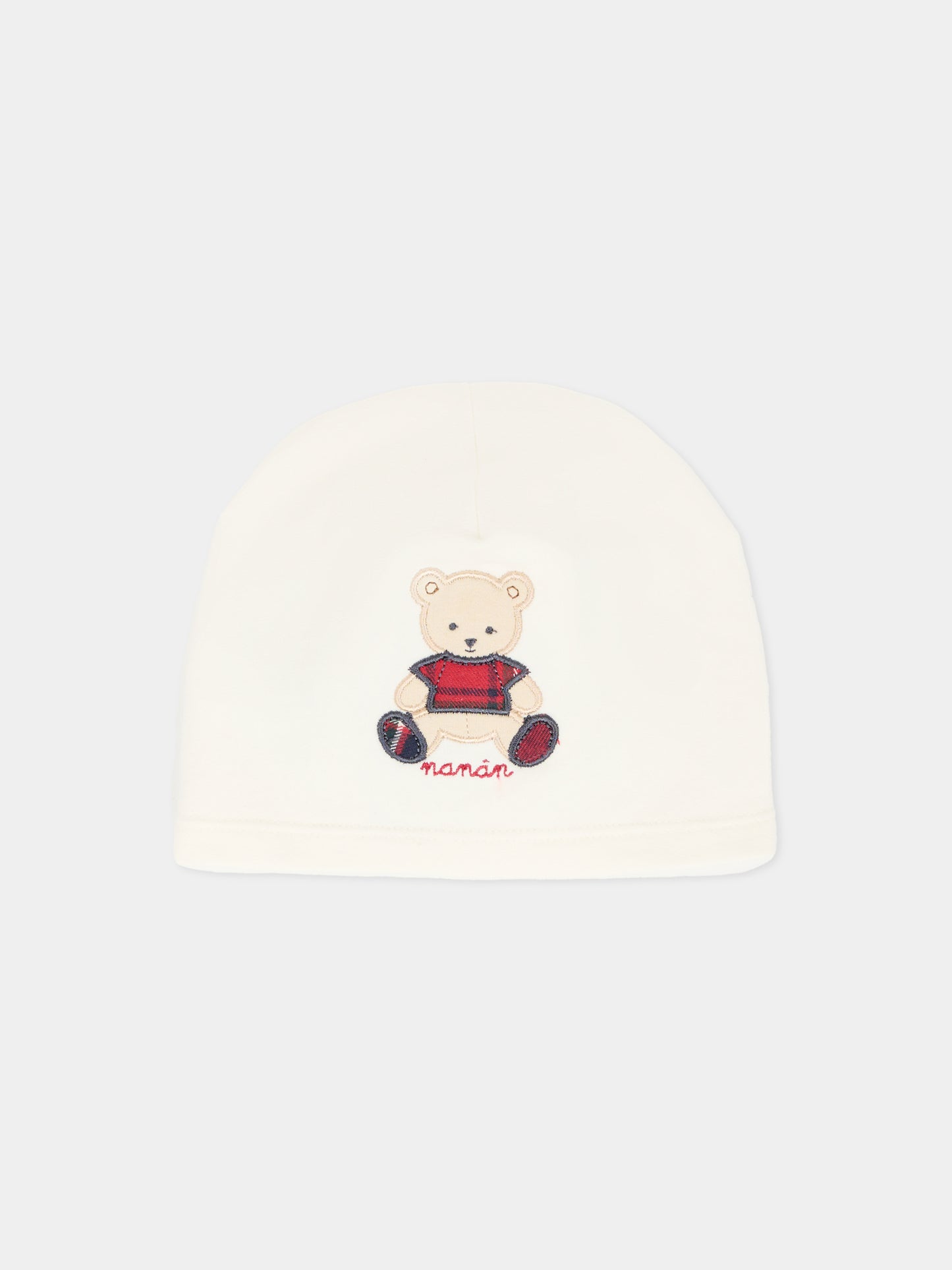 Cappello avorio per neonata con orsetto,Nanán,I25446B