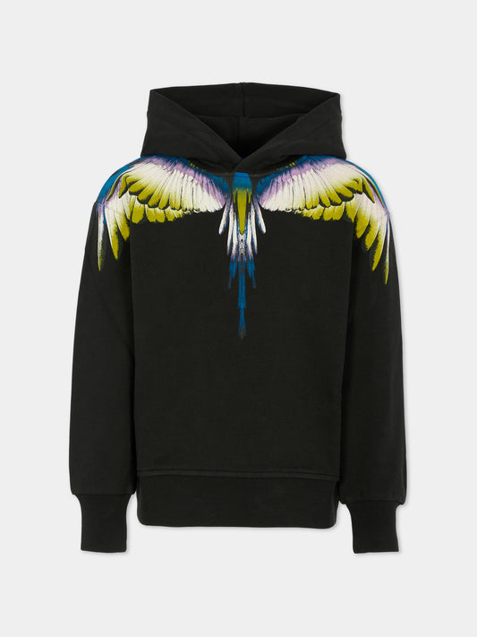 Felpa nera per bambino con ali,County Of Milan Kids,F5CMJBHS061 110