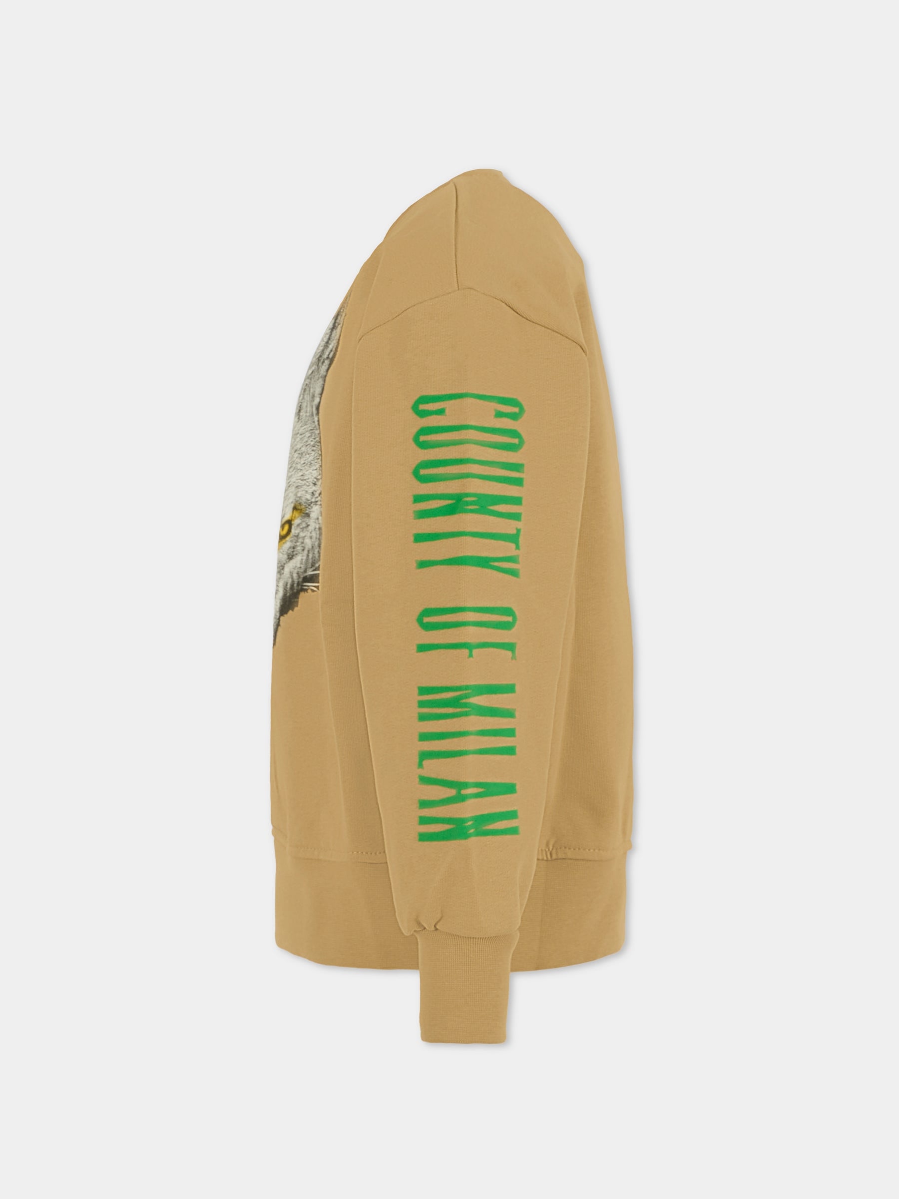 Felpa beige per bambino con logo,County Of Milan Kids,F5CMJBSW075 178