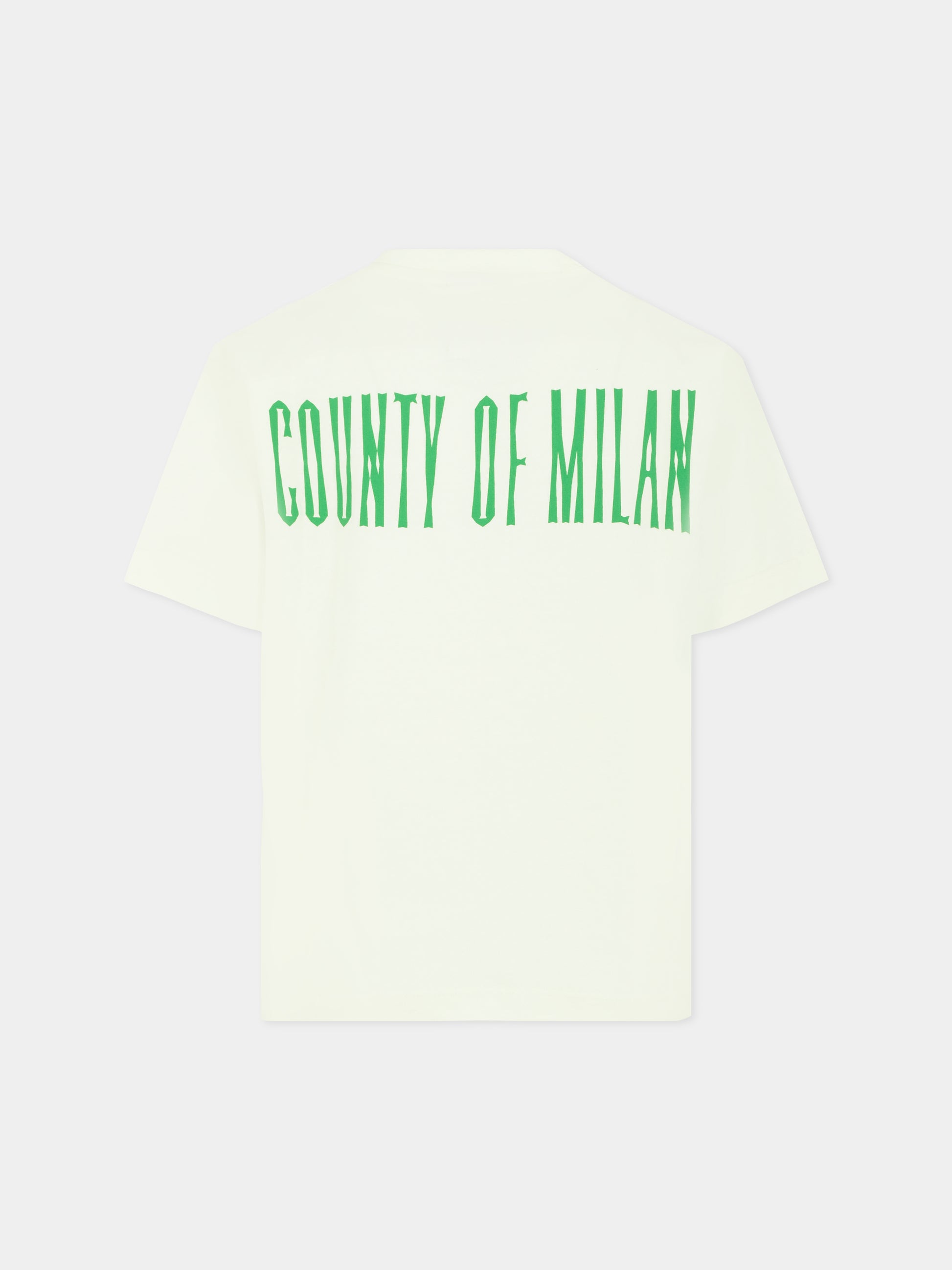 T-shirt bianca per bambino con logo e lupo,County Of Milan Kids,F5CMJBTH078 002