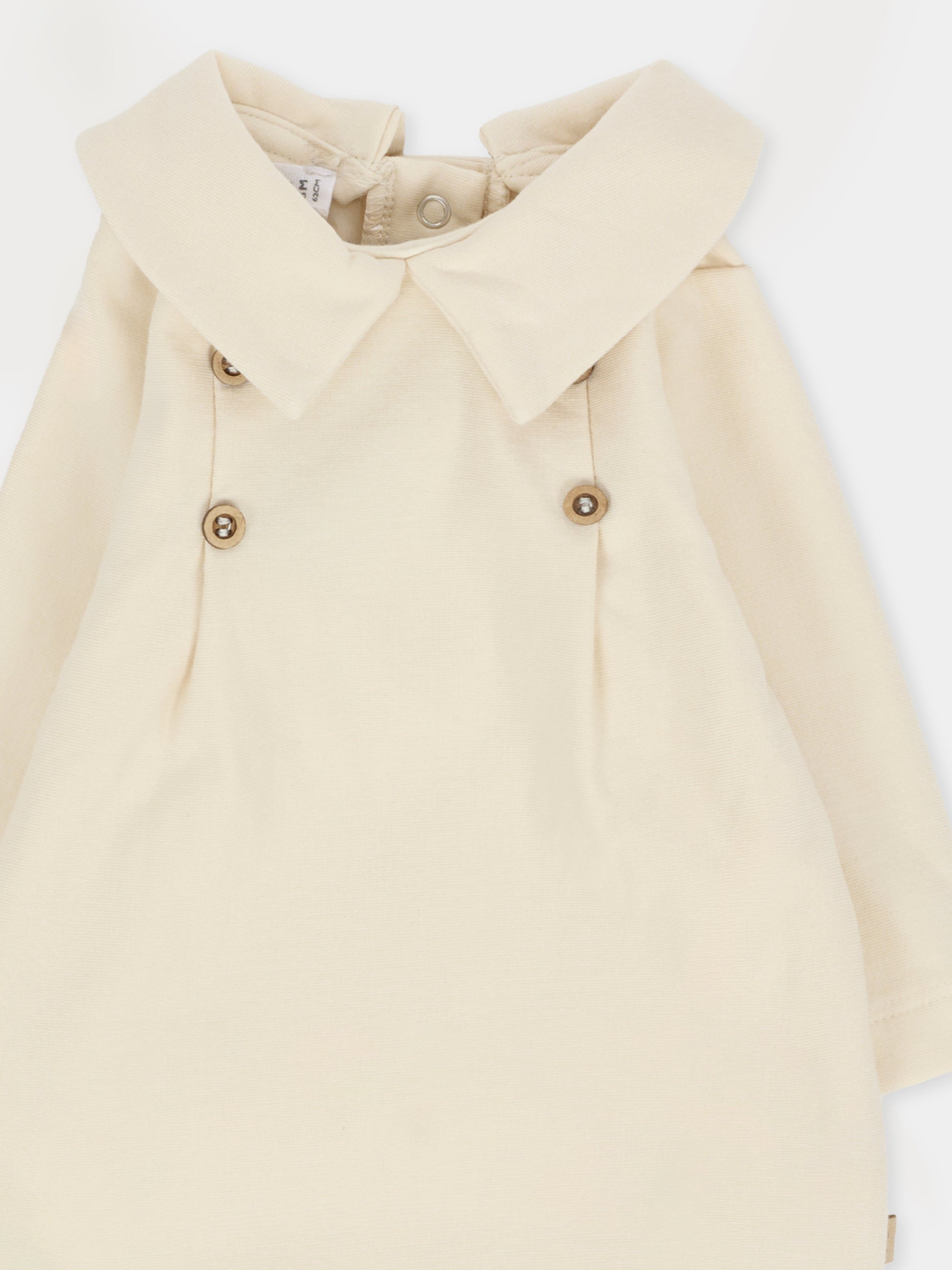 Tutina avorio per neonati con bottoni,Bamboom,1044 WARM WHITE