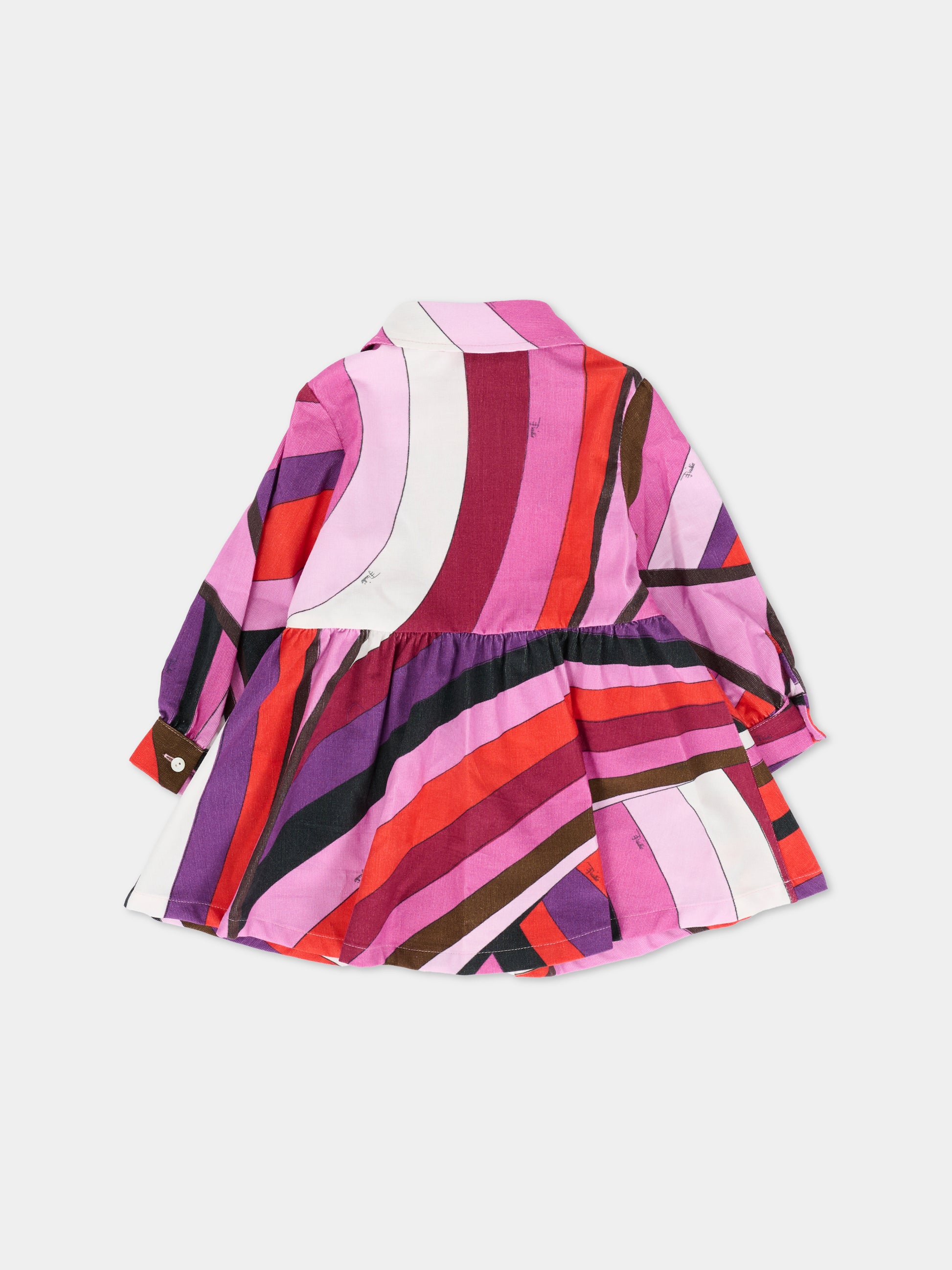 Vestito fucsia per neonata con stampa marmo,Emilio Pucci Junior,PX1060 V0164 513RO