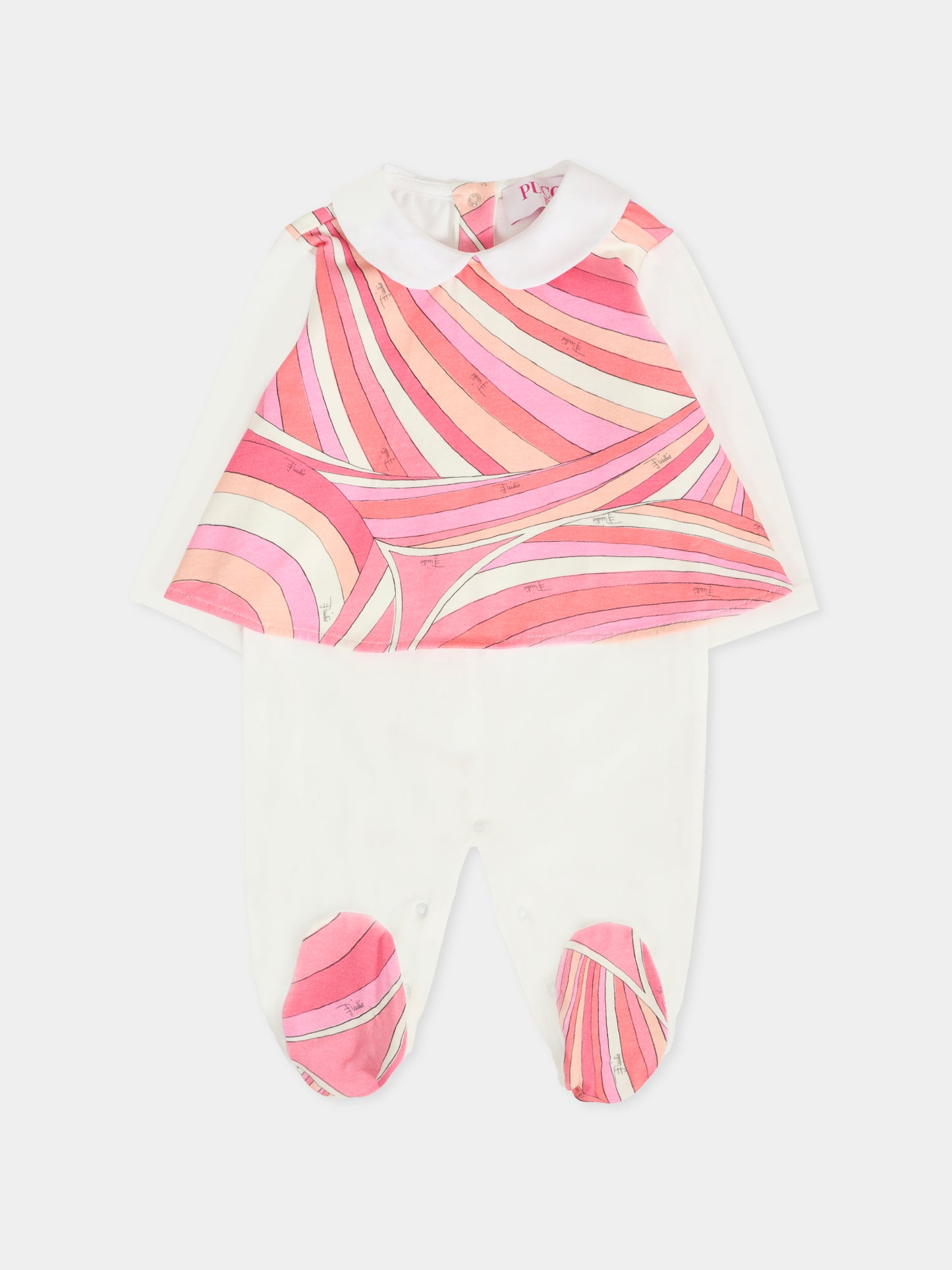 Set rosa per neonata con stampa marmo,Emilio Pucci Junior,PXB000 Z3346 109RS