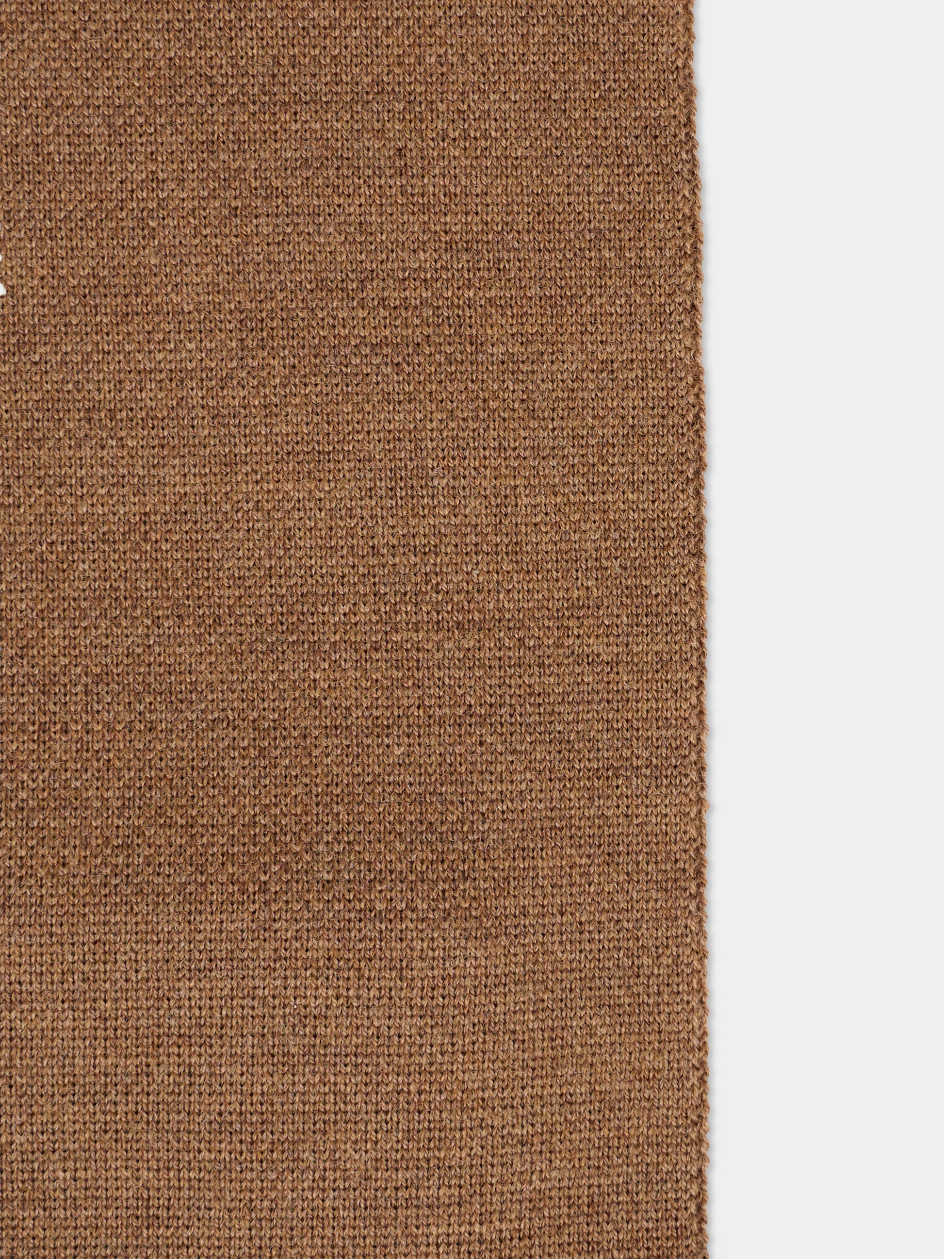 Sciarpa marrone per bambini con FF e logo,Fendi Kids,JUQ065 AV78 F1U75