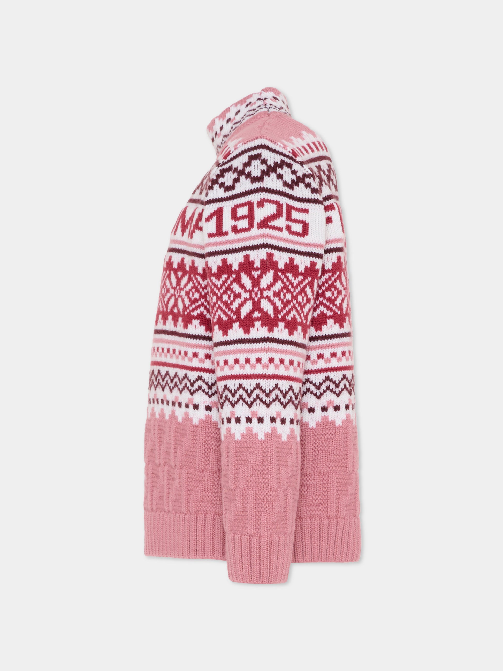 Maglione rosa per bambina con logo,Fendi Kids,JFG235 AYMS F1T6P