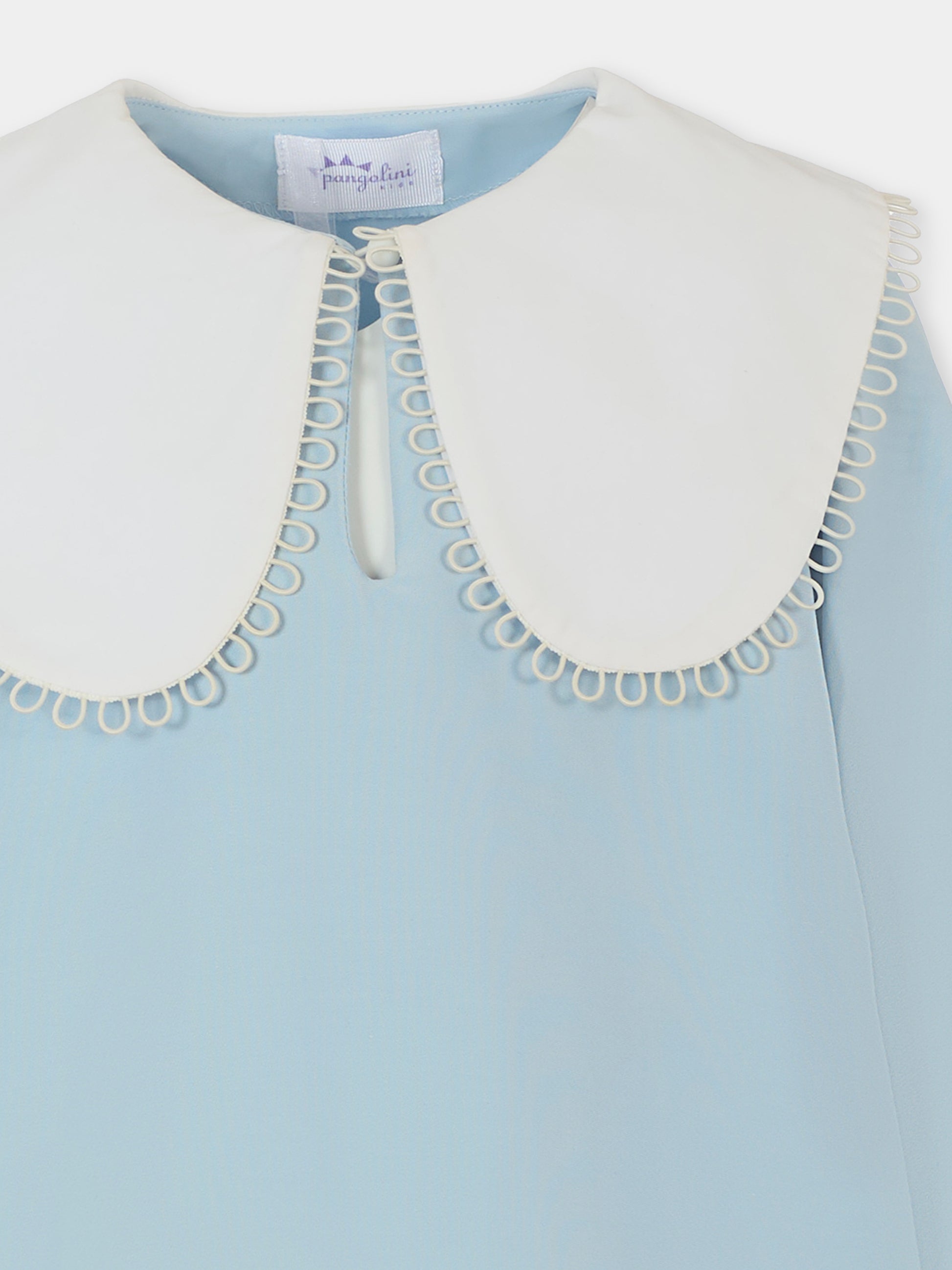 Vestito celeste per bambina con uccelli,Pangolini Kids,DRESS THE FLIGHT OF BIRDS