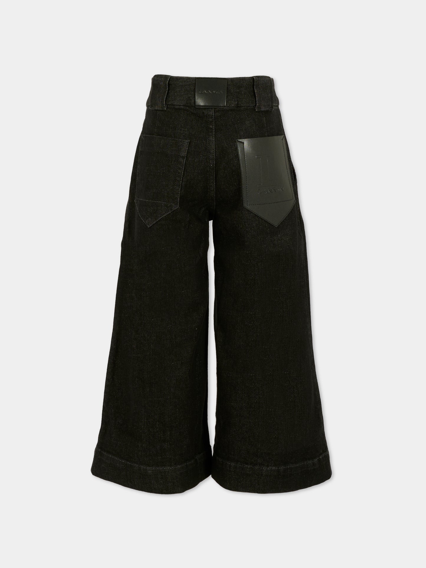 Jeans neri per bambina con logo,Lanvin Petite,N30325 Z11