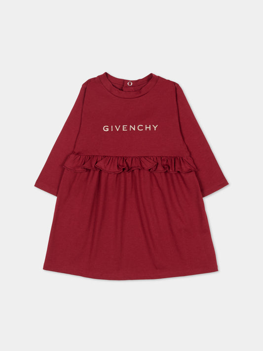 Vestito bordeaux per neonata con logo,Givenchy Kids,H30899 95C