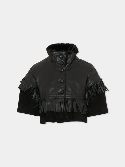 Cappa nera per bambina con logo,Chloé Kids,C20669 09B