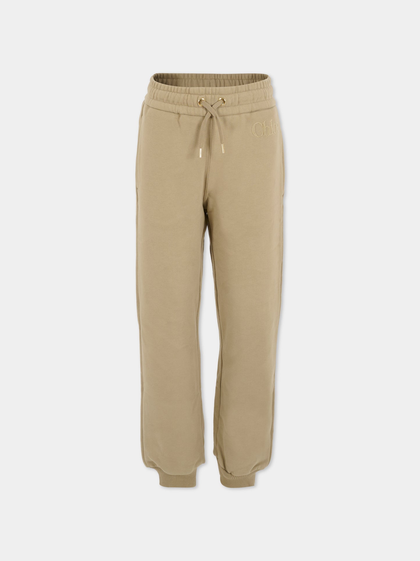 Pantaloni grigi per bambina con logo in velluto,Chloé Kids,C20631 63A