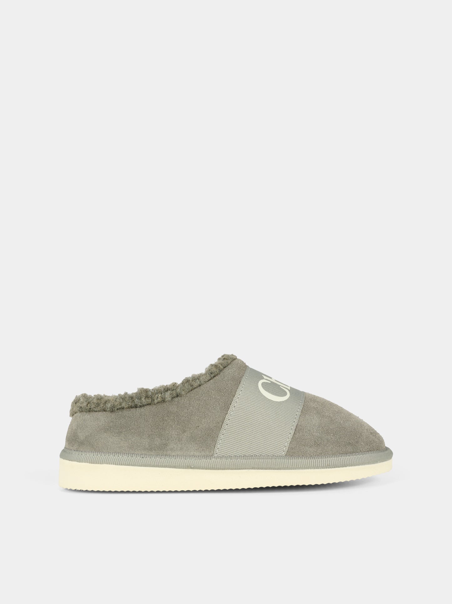 Sabot grigi per bambina con logo,Chloé Kids,C20692 047