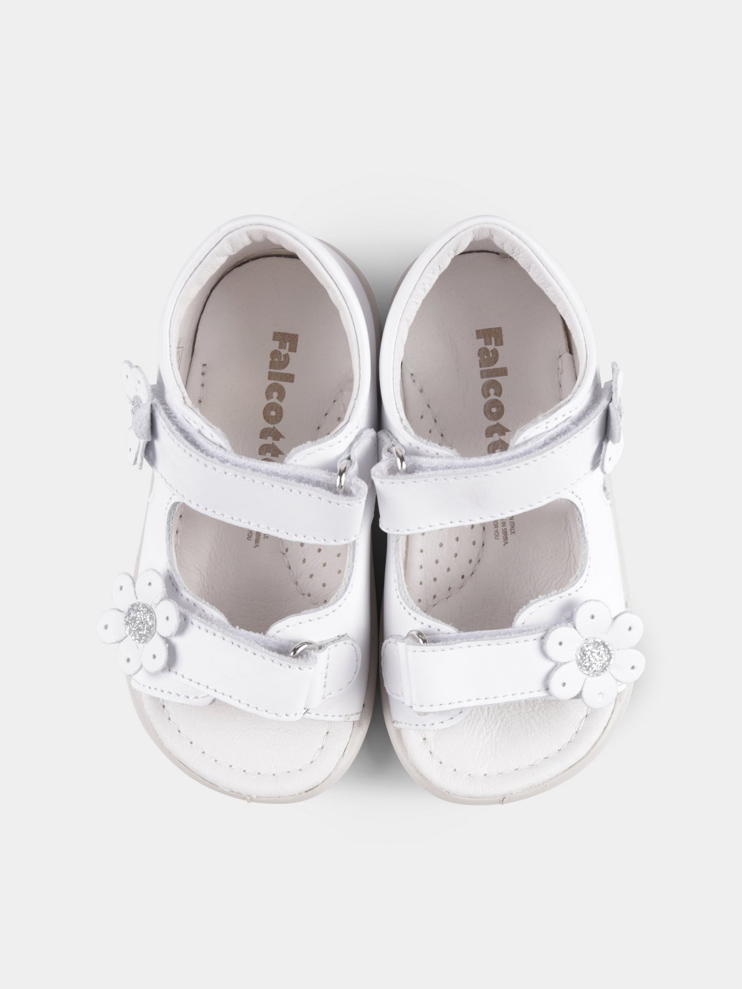 Sandali Londer bianchi per neonata e bambina con fiori,Falcotto,001 1501096 01 0N01 LONDER