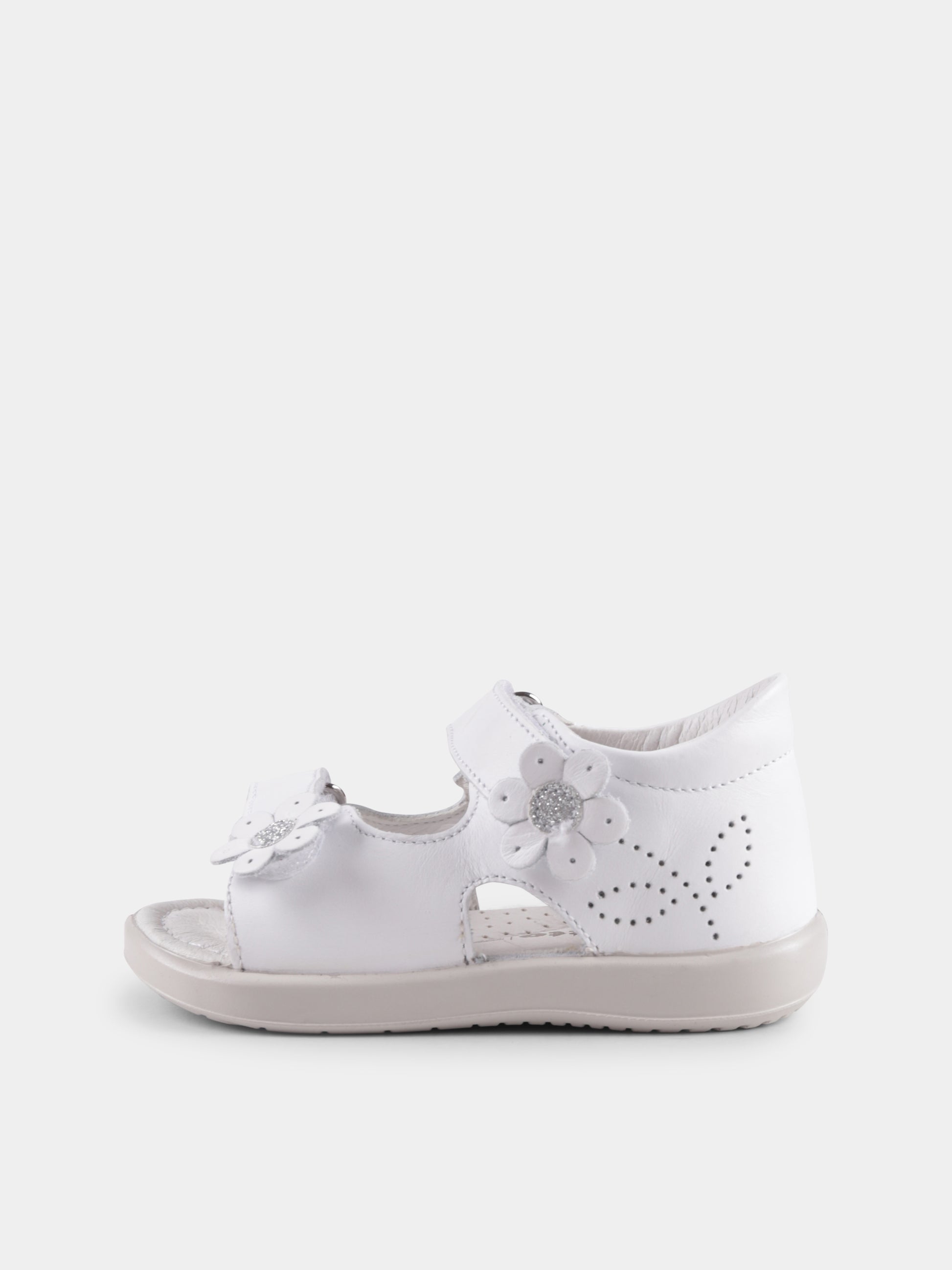 Sandali Londer bianchi per neonata e bambina con fiori,Falcotto,001 1501096 01 0N01 LONDER