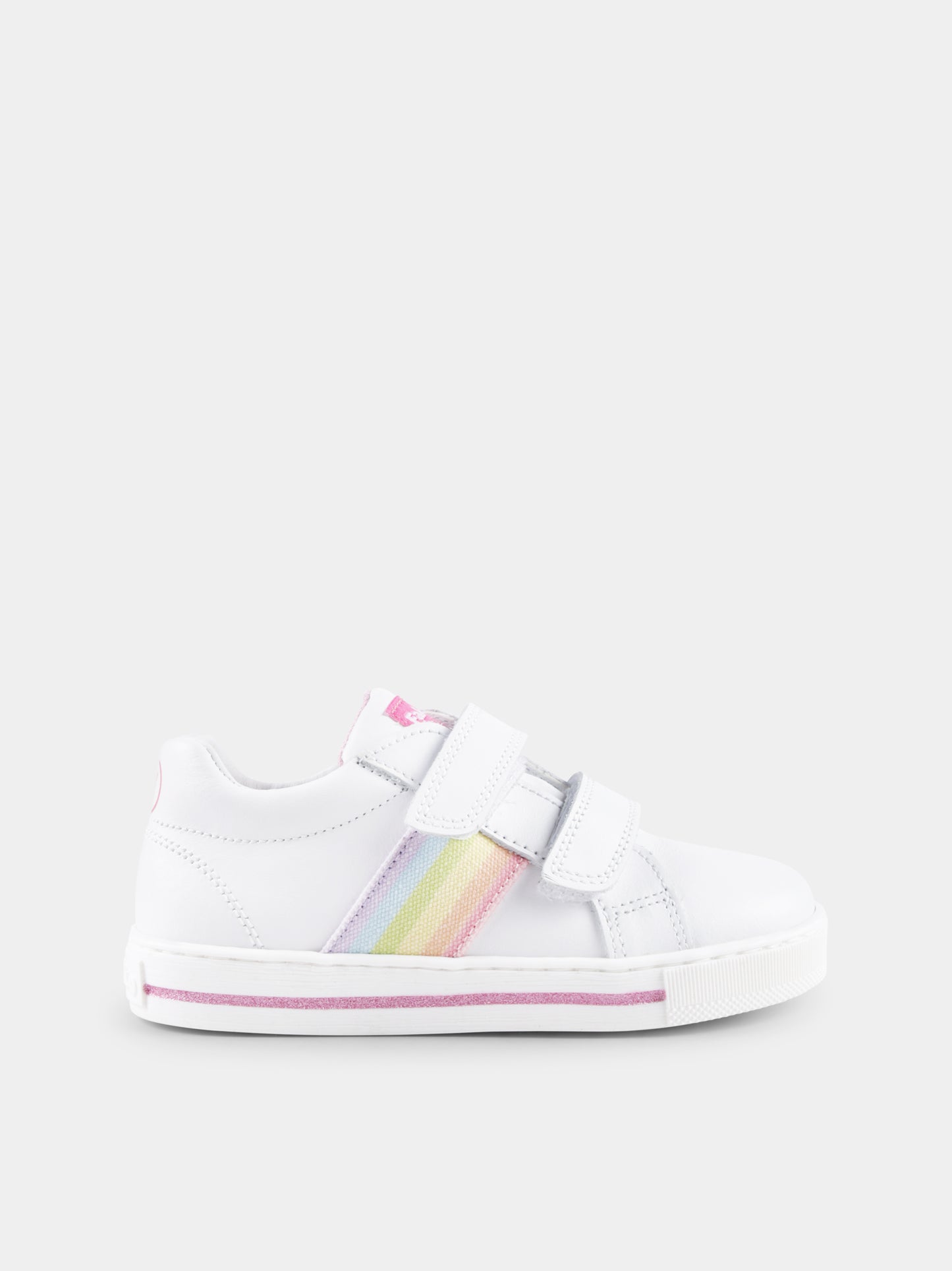 Sneakers Verit bianche per neonata e bambina con arcobaleno