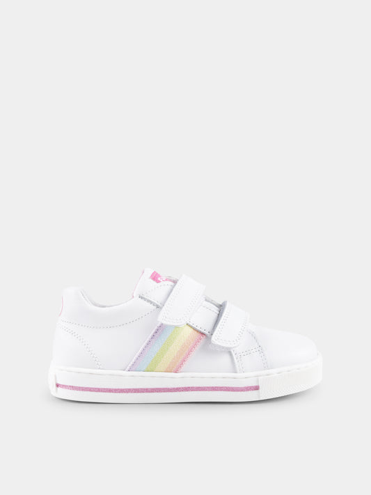 Sneakers Verit bianche per neonata e bambina con arcobaleno