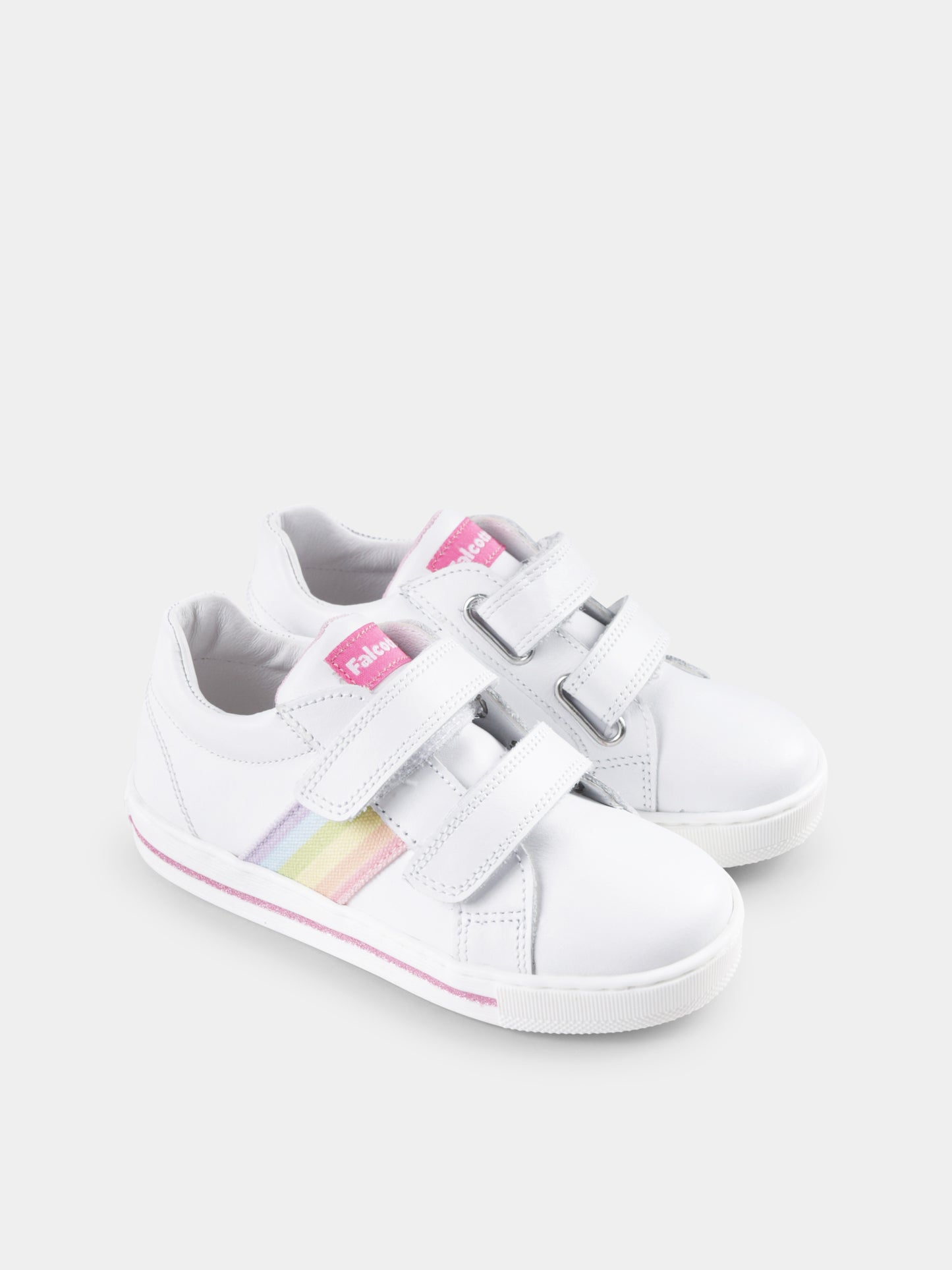 Sneakers Verit bianche per neonata e bambina con arcobaleno
