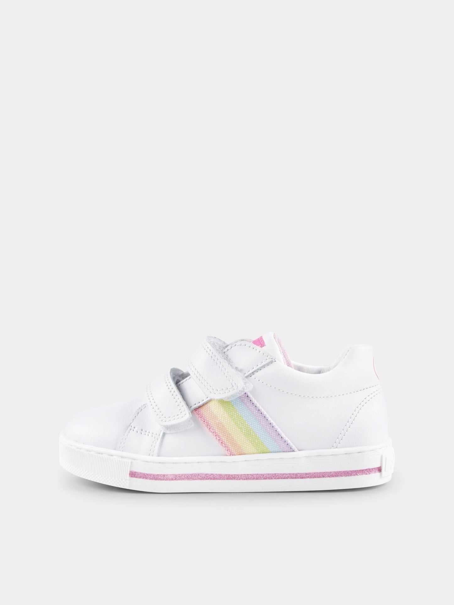 Sneakers Verit bianche per neonata e bambina con arcobaleno