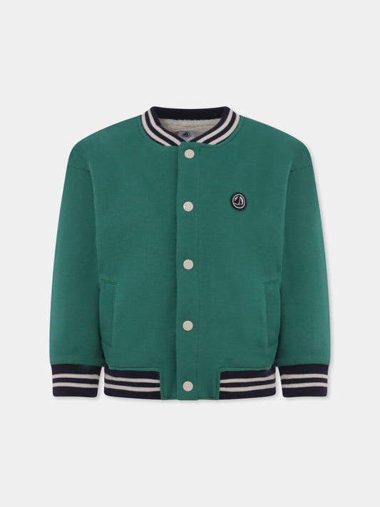Bomber verde per bambino con logo,Petit Bateau,A0AZ2 01