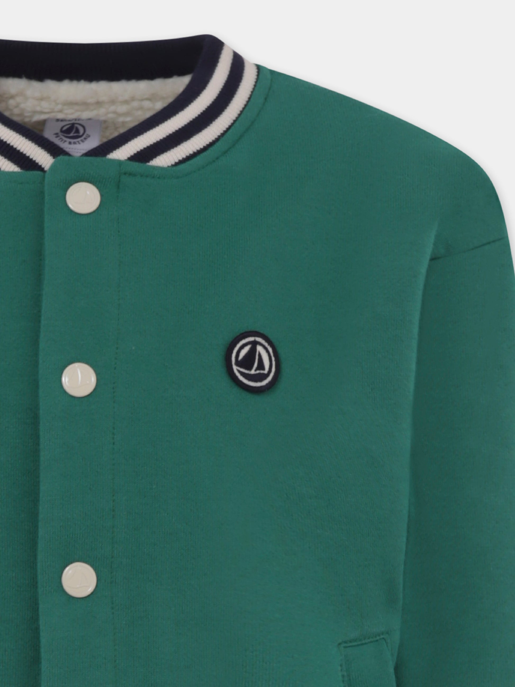 Bomber verde per bambino con logo,Petit Bateau,A0AZ2 01