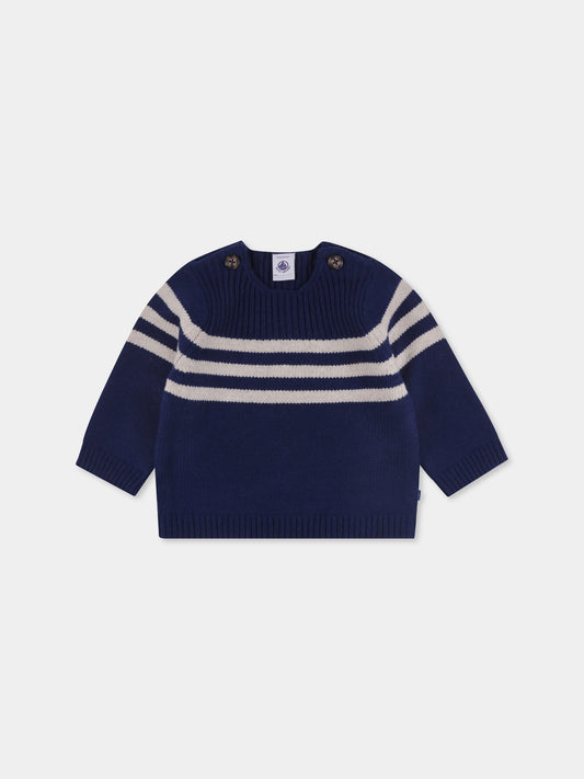 Maglione blu per neonato,Petit Bateau,A0B3W 01