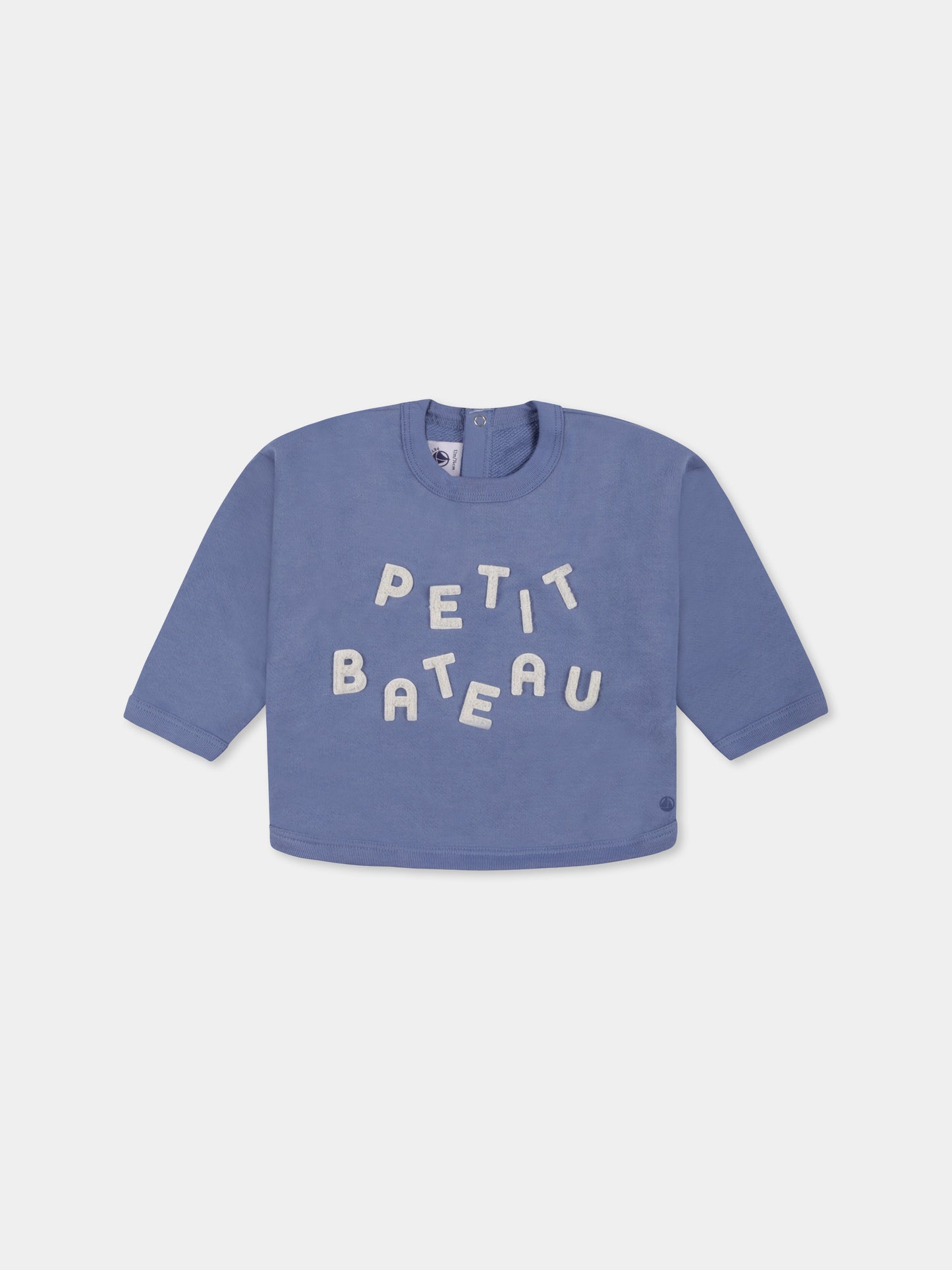 Felpa celeste per neonato con logo,Petit Bateau,A0B6Y 01