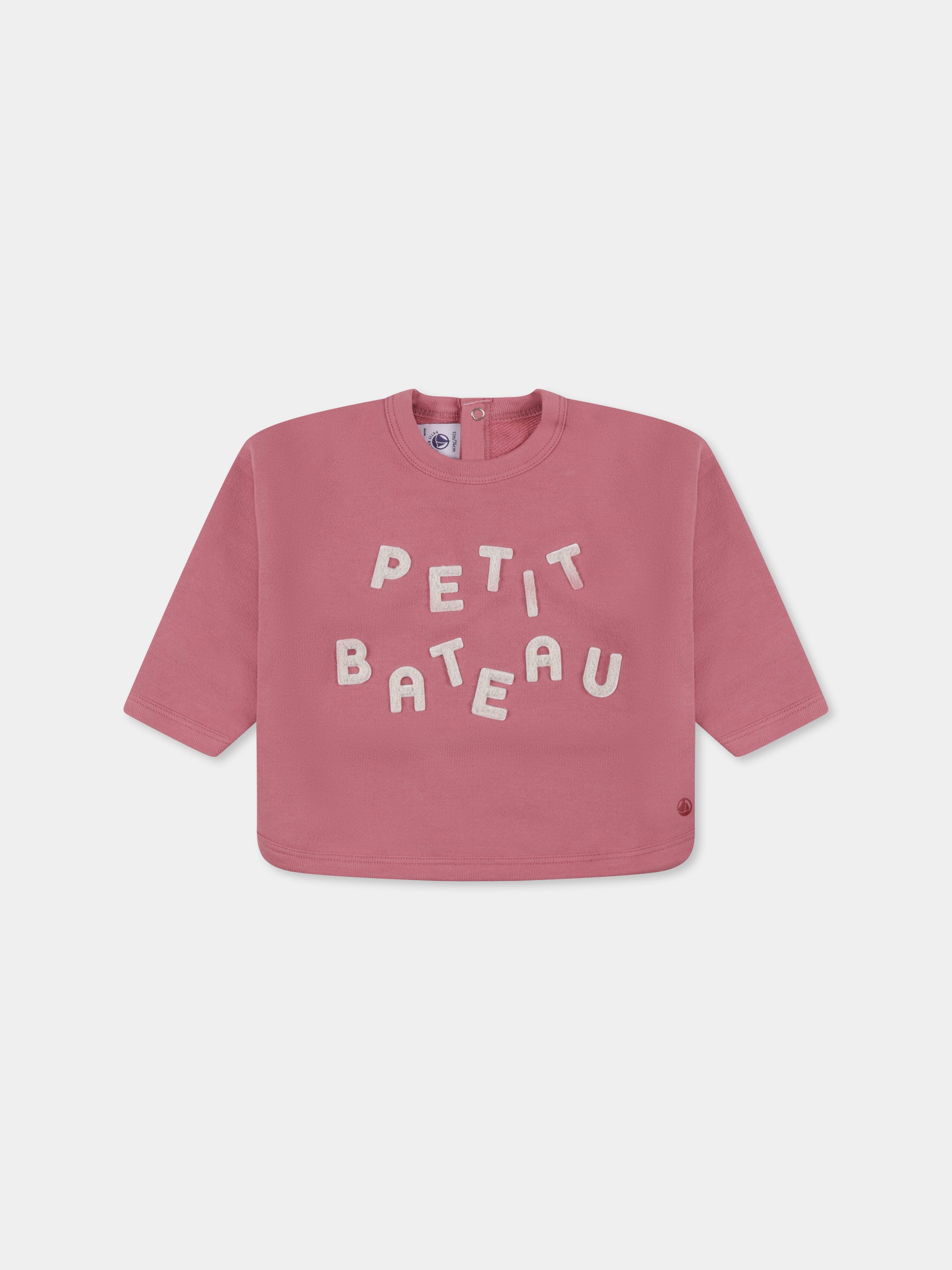 Felpa rosa per neonata con logo,Petit Bateau,A0B6Y 02