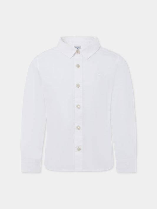 Camicia bianca per bambino con logo,Petit Bateau,A0BBG 01