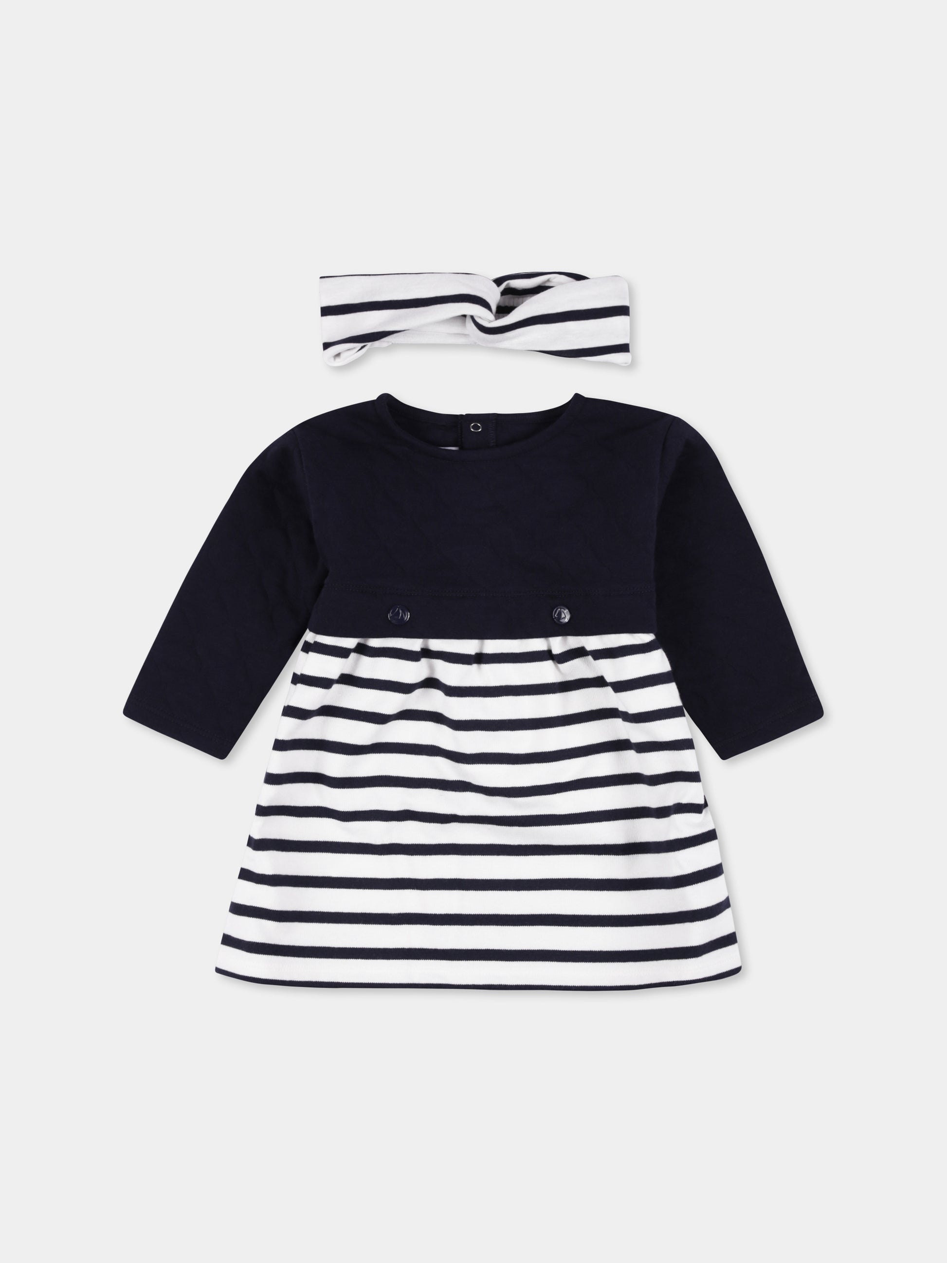 Vestito blu per neonata con fascia,Petit Bateau,A0DGD 00