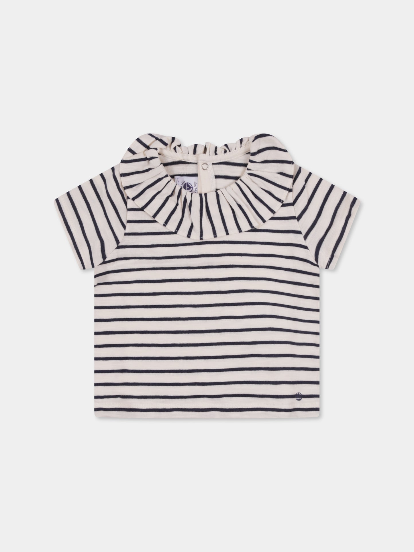 T-shirt avorio per neonata con logo,Petit Bateau,A09ZO 01