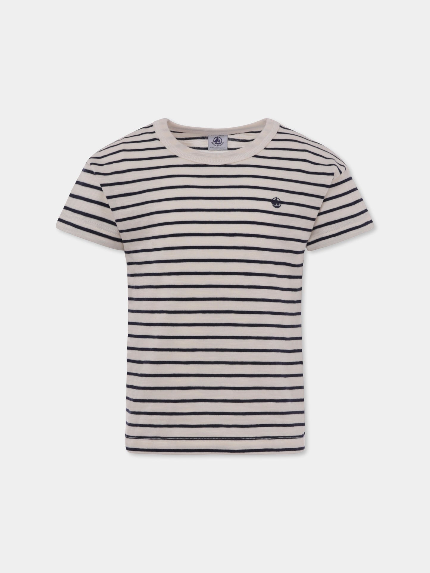 T-shirt avorio per bambini con logo,Petit Bateau,A0A22 01