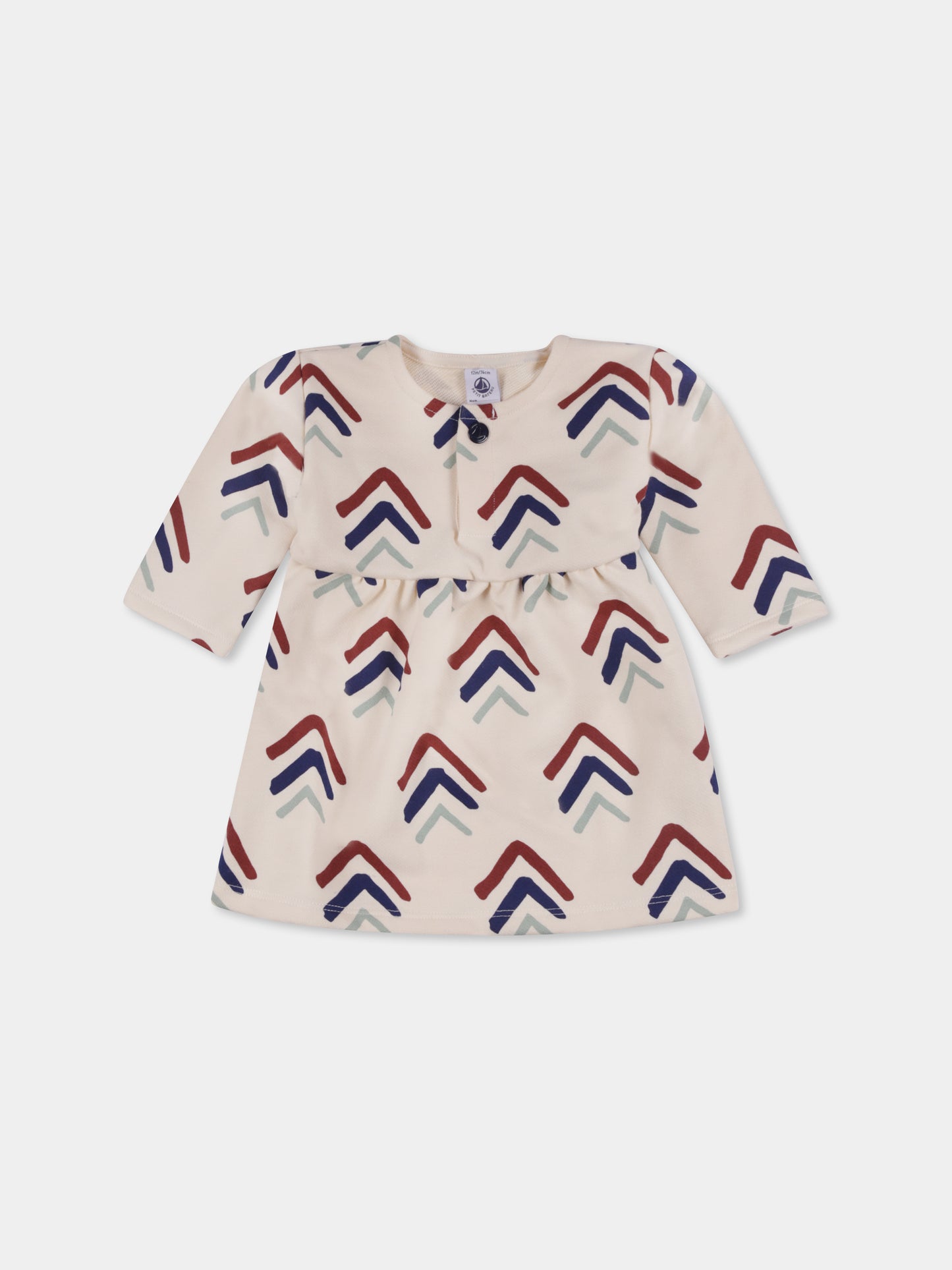 Vestito beige per neonata con stampa grafica,Petit Bateau,A0ACN 01