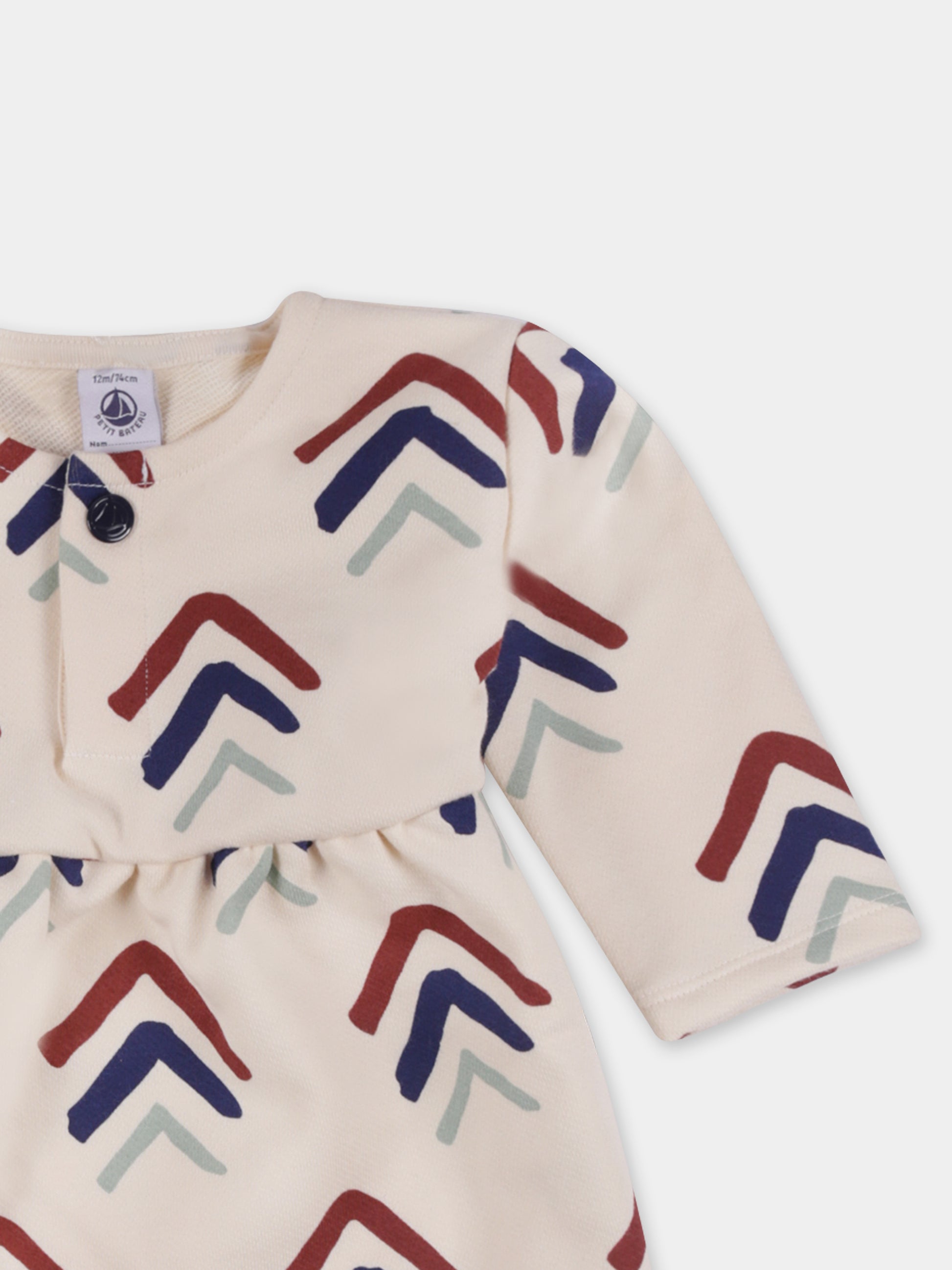 Vestito beige per neonata con stampa grafica,Petit Bateau,A0ACN 01