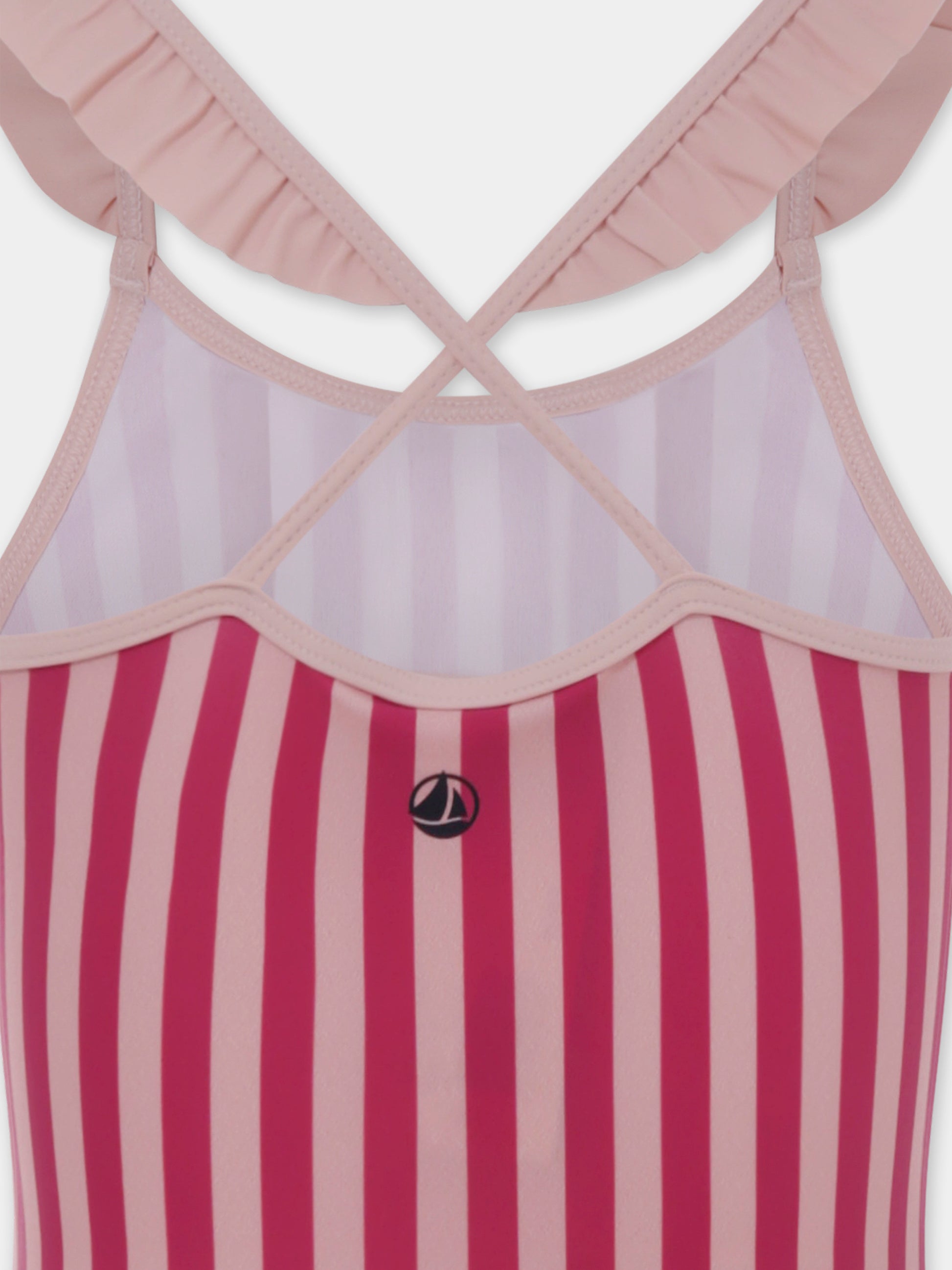 Costume intero rosa per bambina con logo,Petit Bateau,A0AGH 01