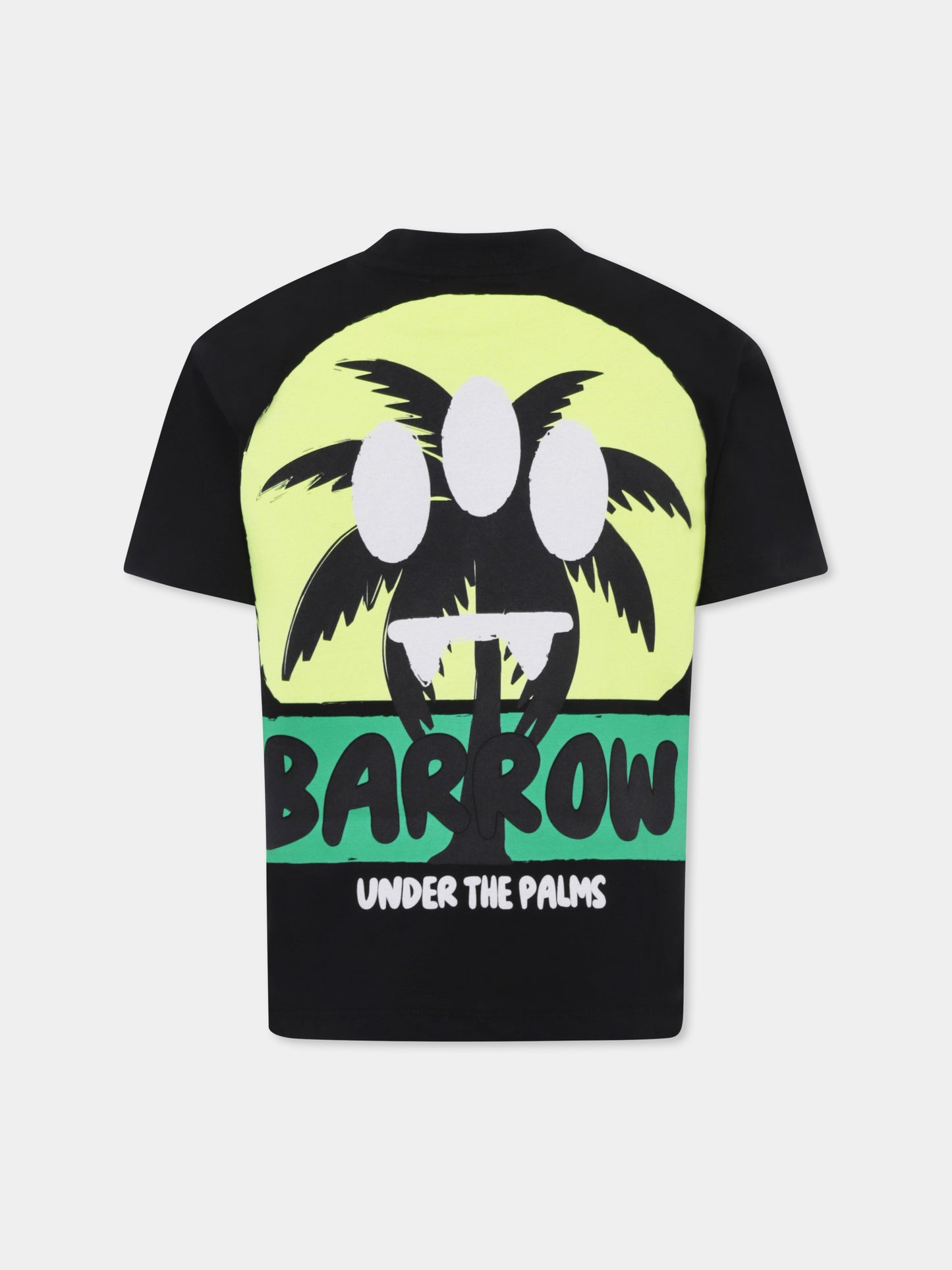 T-shirt nera per bambini con smile e palma