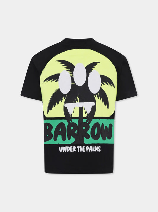 T-shirt nera per bambini con smile e palma